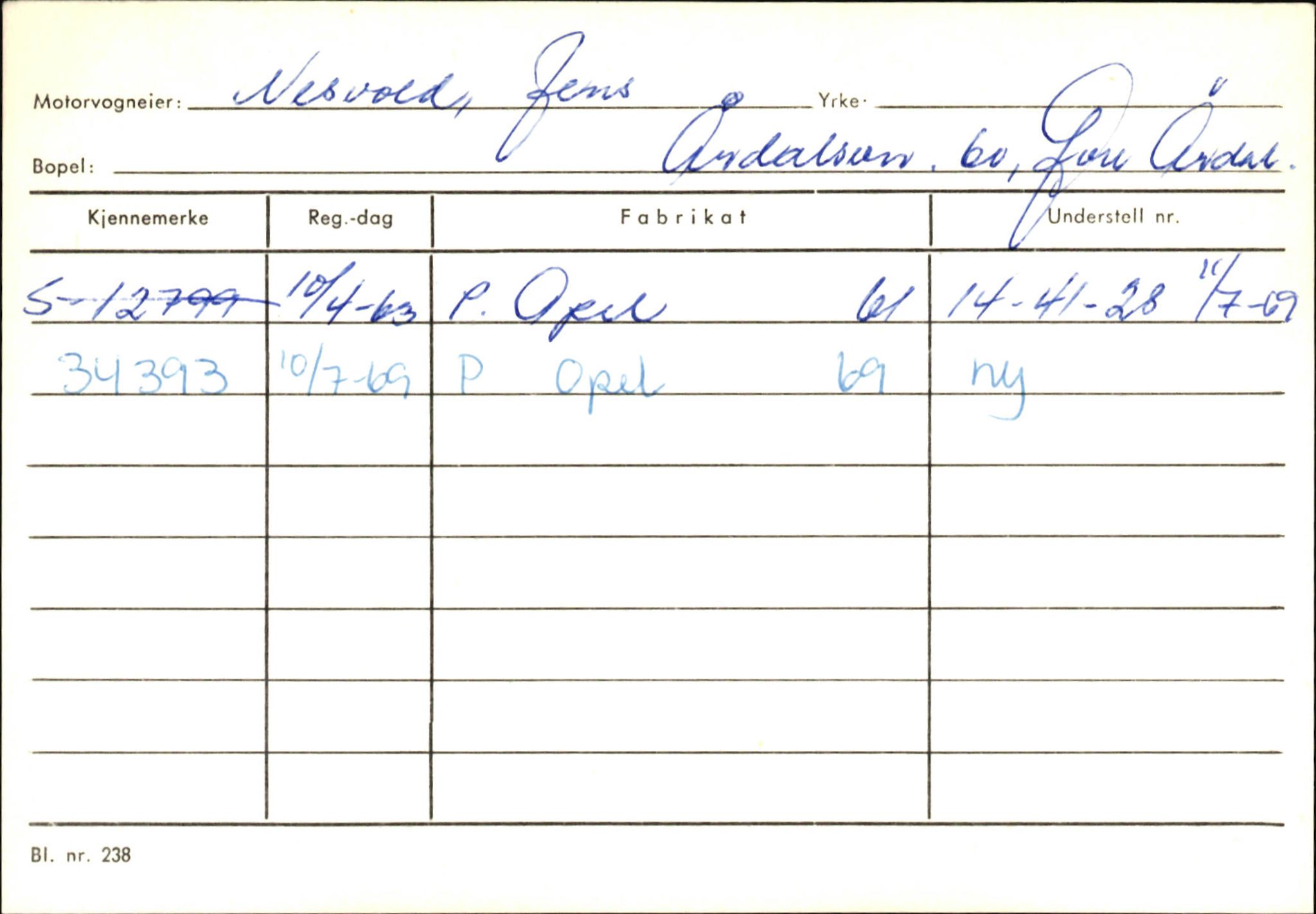 Statens vegvesen, Sogn og Fjordane vegkontor, AV/SAB-A-5301/4/F/L0145: Registerkort Vågsøy S-Å. Årdal I-P, 1945-1975, p. 2021