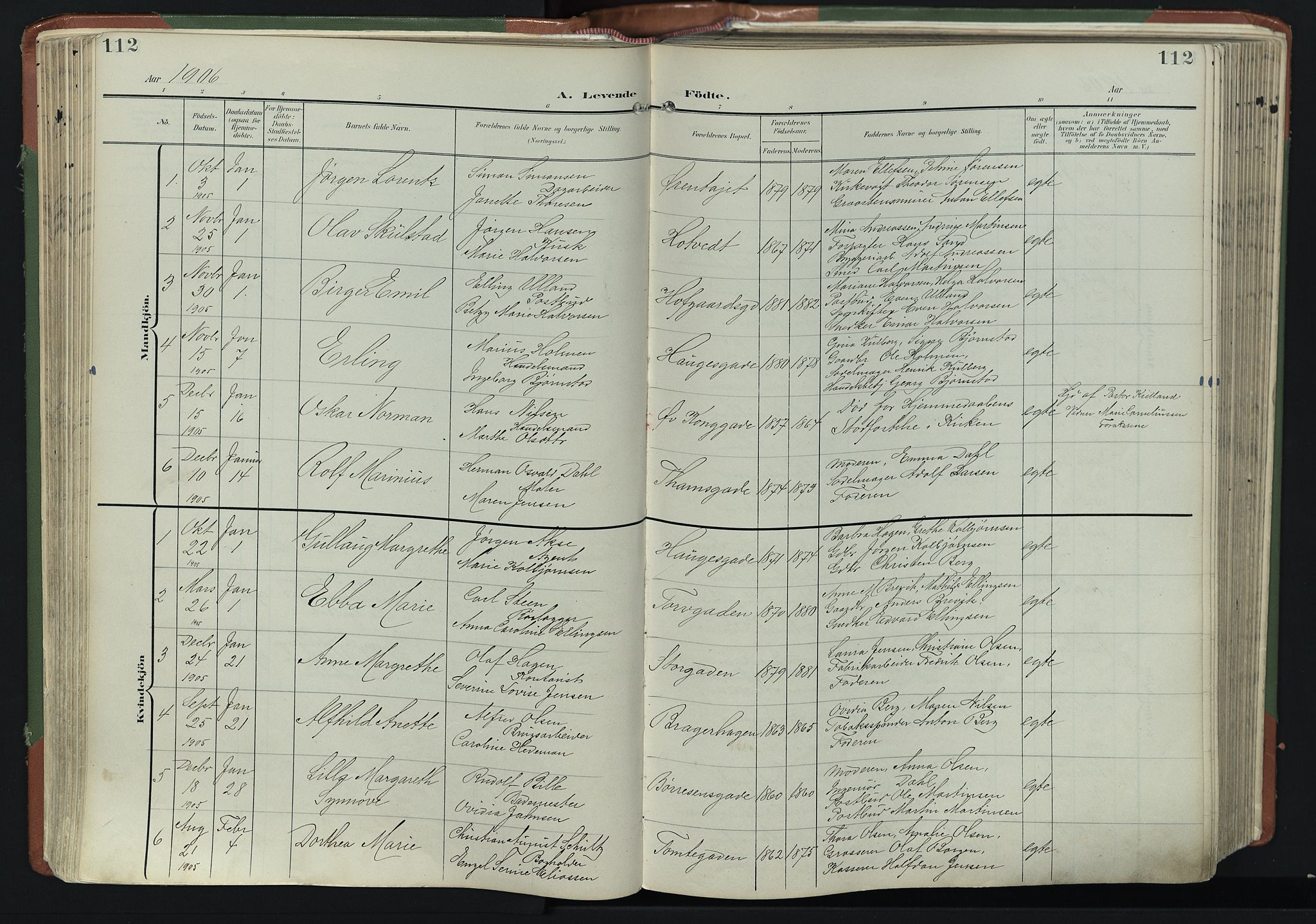 Bragernes kirkebøker, AV/SAKO-A-6/F/Fb/L0009: Parish register (official) no. II 9, 1902-1911, p. 112