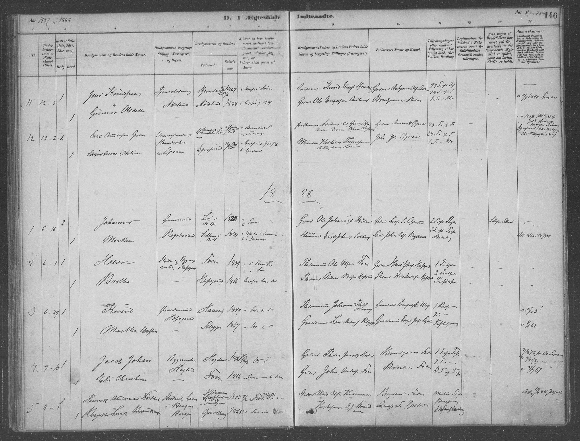 Fusa sokneprestembete, SAB/A-75401/H/Haa: Parish register (official) no. B 1, 1880-1938, p. 146