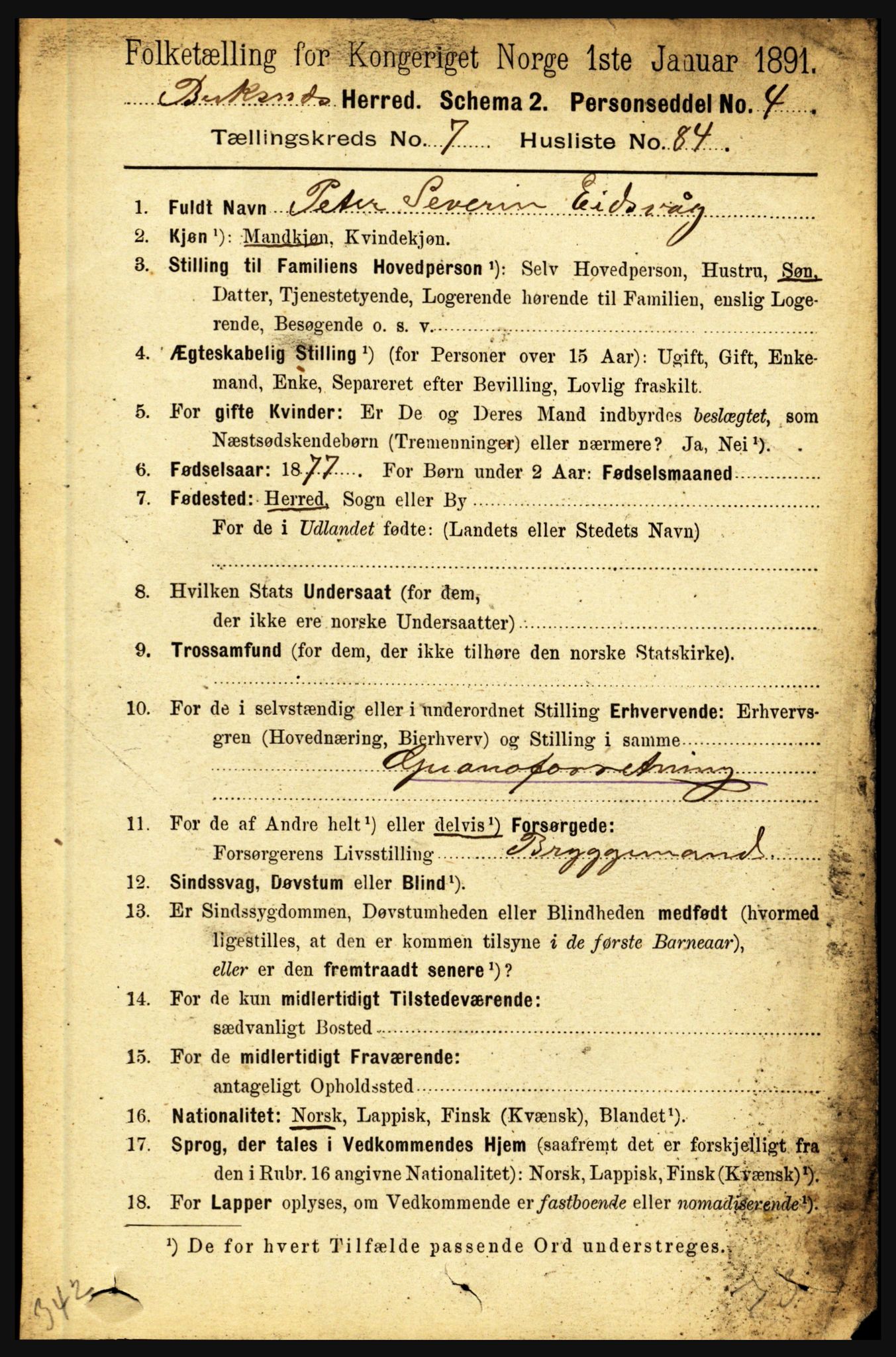 RA, 1891 census for 1860 Buksnes, 1891, p. 5546