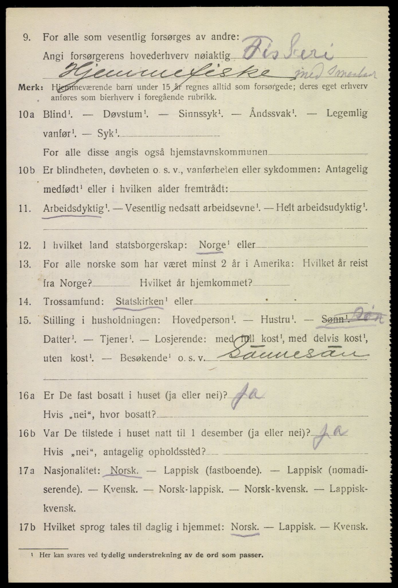 SAT, 1920 census for Hadsel, 1920, p. 6477