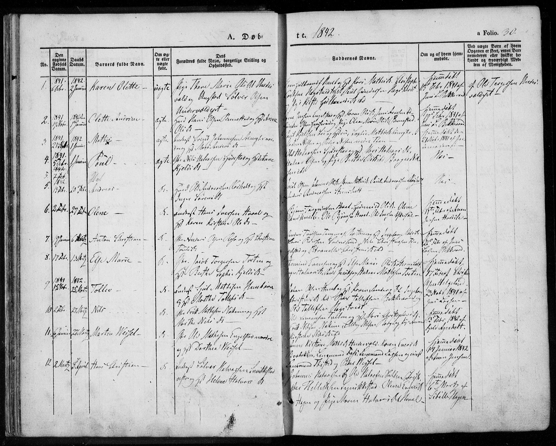 Lardal kirkebøker, SAKO/A-350/F/Fa/L0006: Parish register (official) no. I 6, 1835-1860, p. 30