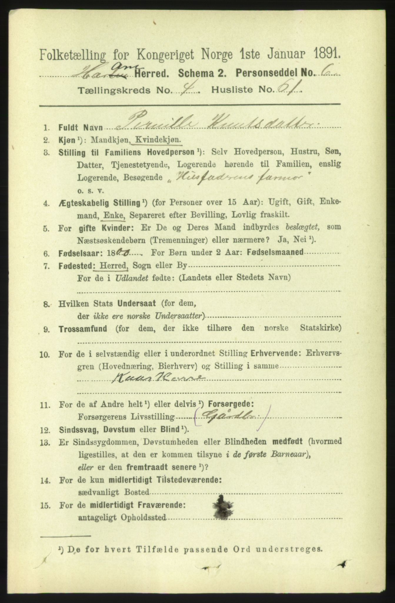 RA, 1891 census for 1534 Haram, 1891, p. 2328