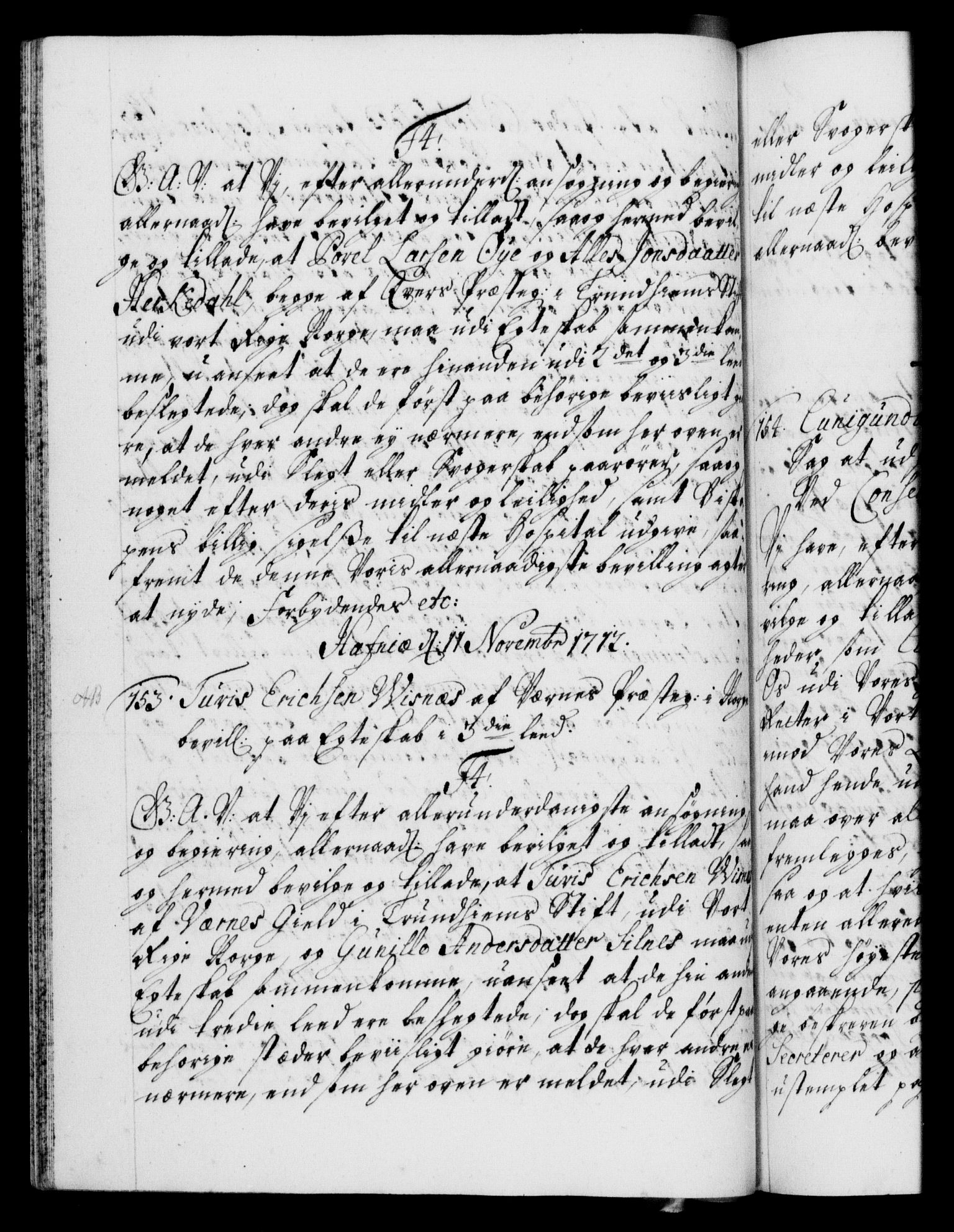 Danske Kanselli 1572-1799, AV/RA-EA-3023/F/Fc/Fca/Fcaa/L0021: Norske registre, 1712-1715, p. 74b