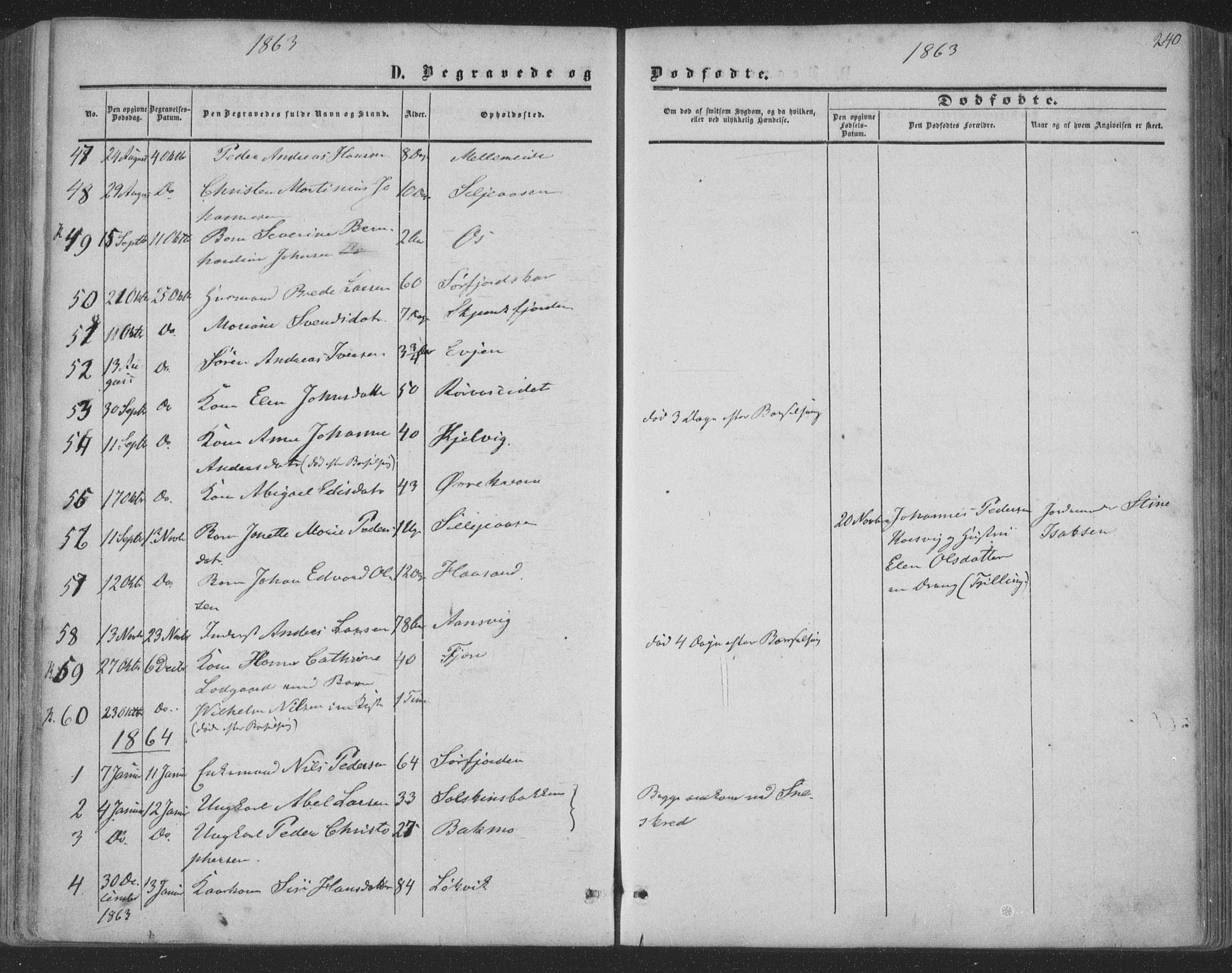 Ministerialprotokoller, klokkerbøker og fødselsregistre - Nordland, AV/SAT-A-1459/853/L0770: Parish register (official) no. 853A09, 1857-1870, p. 240