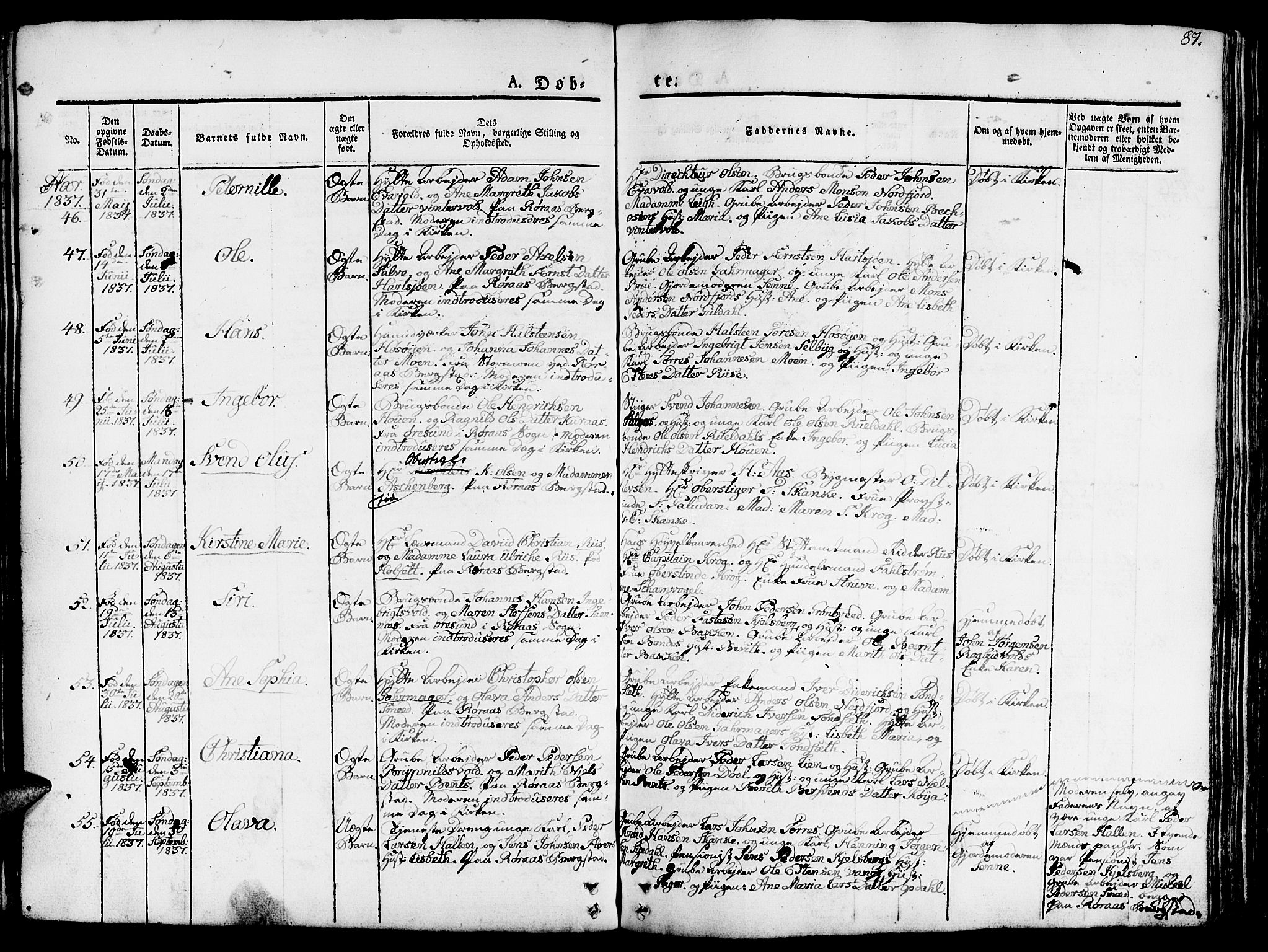 Ministerialprotokoller, klokkerbøker og fødselsregistre - Sør-Trøndelag, AV/SAT-A-1456/681/L0938: Parish register (copy) no. 681C02, 1829-1879, p. 87