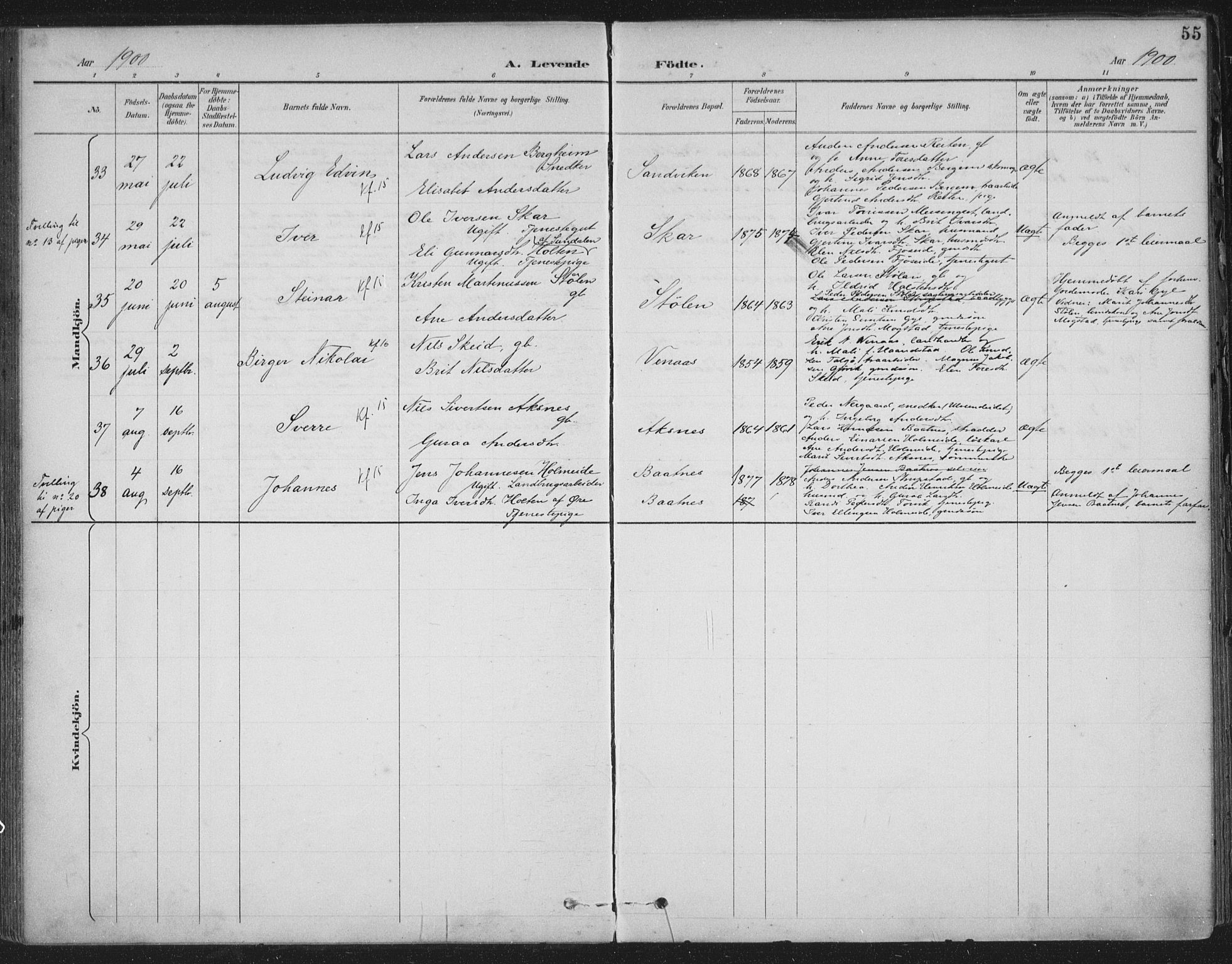 Ministerialprotokoller, klokkerbøker og fødselsregistre - Møre og Romsdal, AV/SAT-A-1454/586/L0988: Parish register (official) no. 586A14, 1893-1905, p. 55