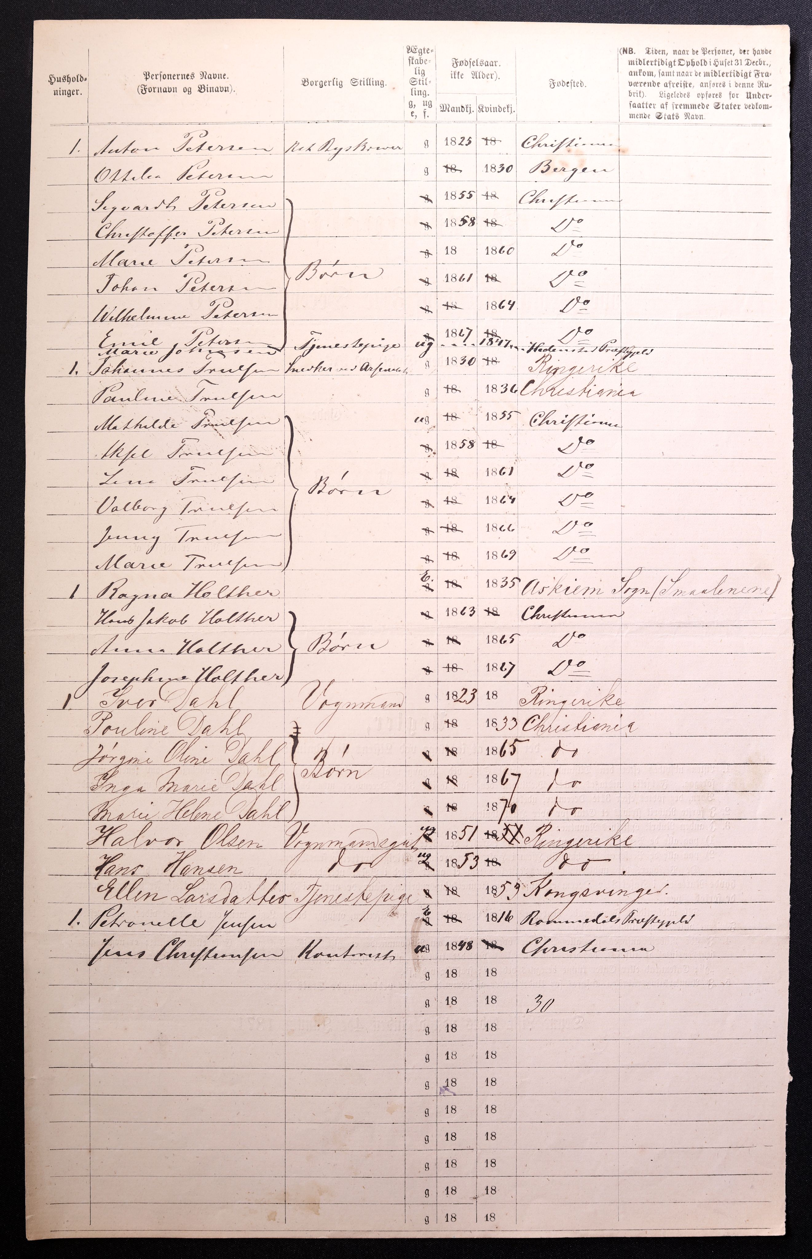 RA, 1870 census for 0301 Kristiania, 1870, p. 3957