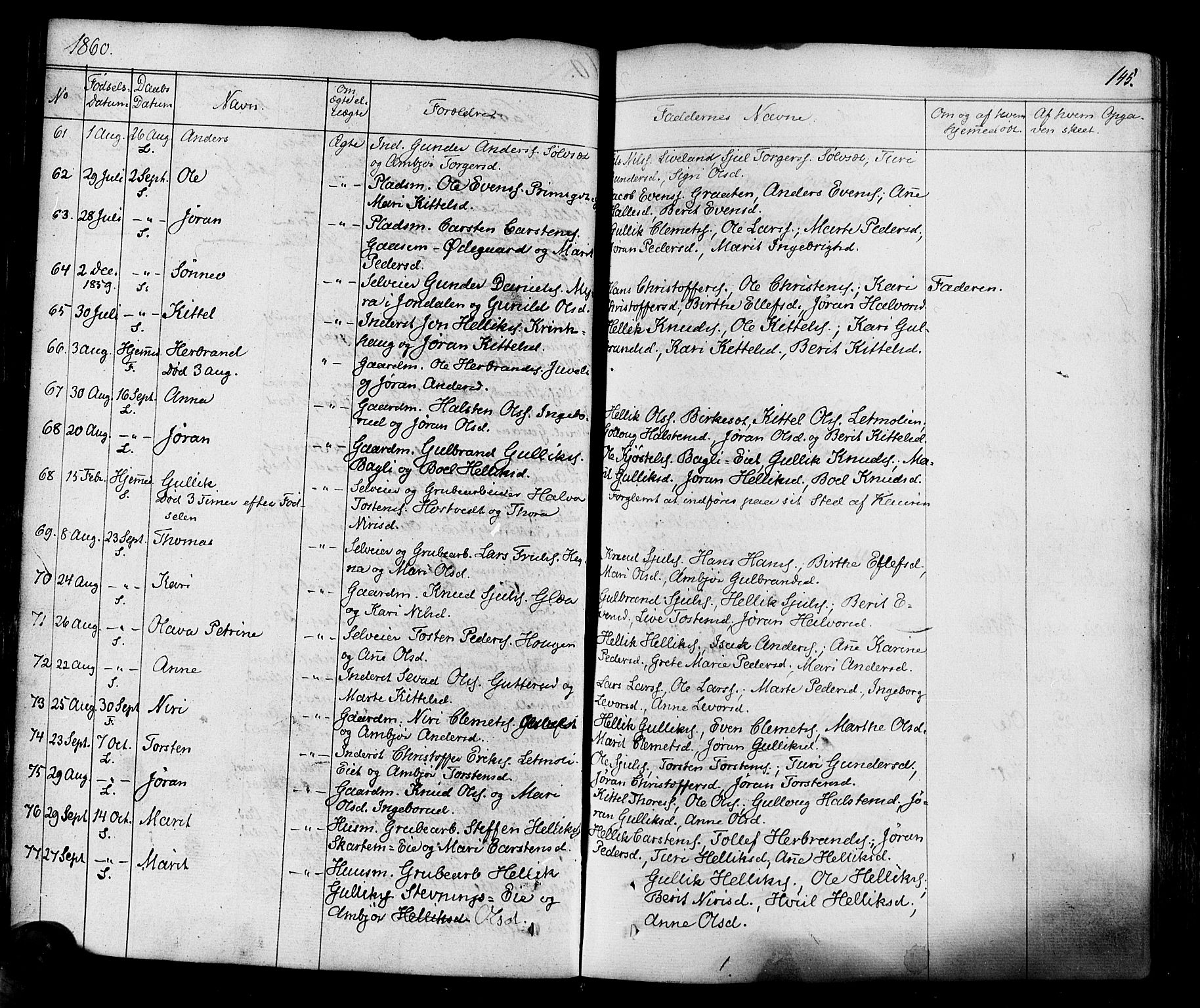 Flesberg kirkebøker, SAKO/A-18/F/Fa/L0006: Parish register (official) no. I 6, 1834-1860, p. 145