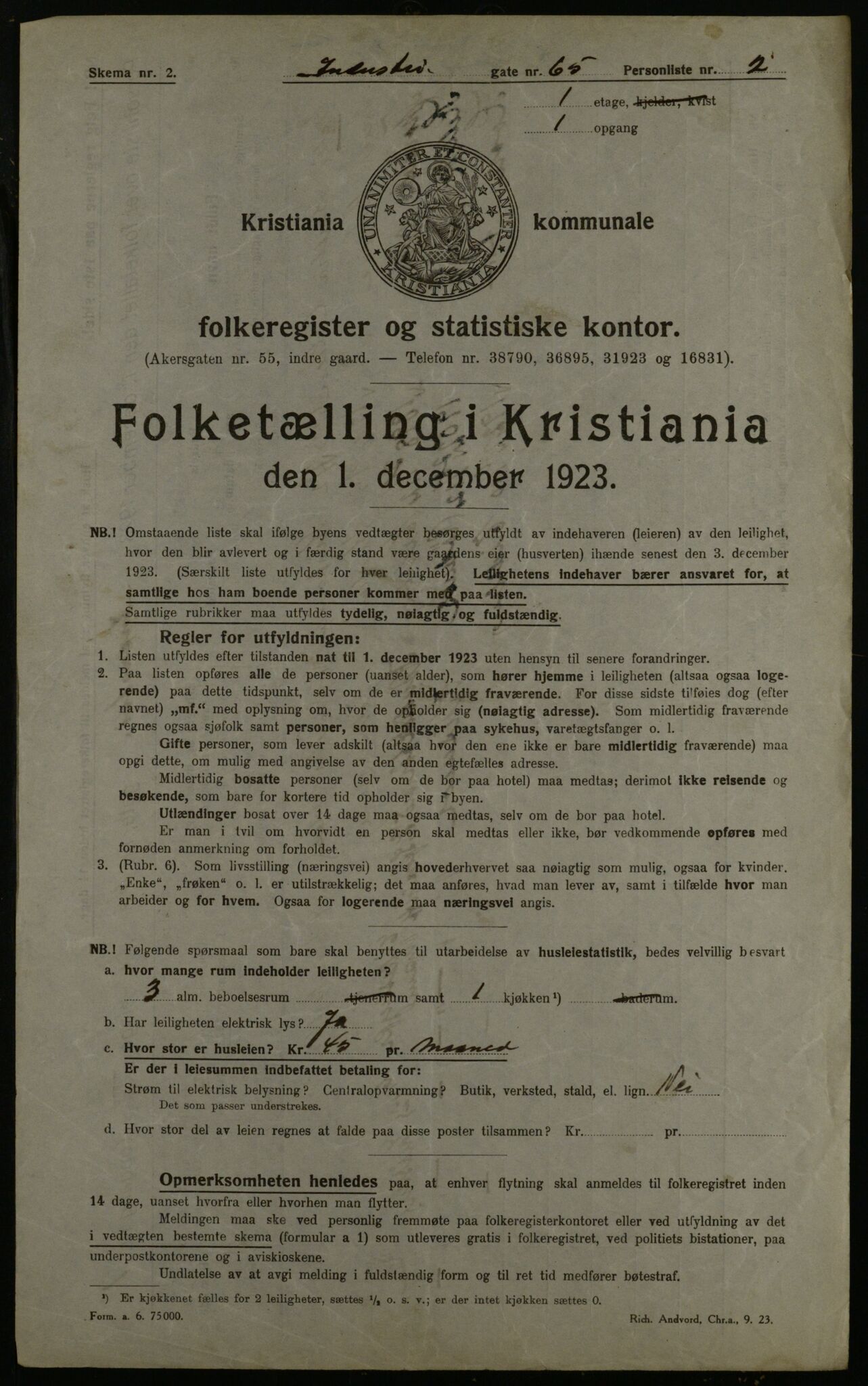 OBA, Municipal Census 1923 for Kristiania, 1923, p. 48887