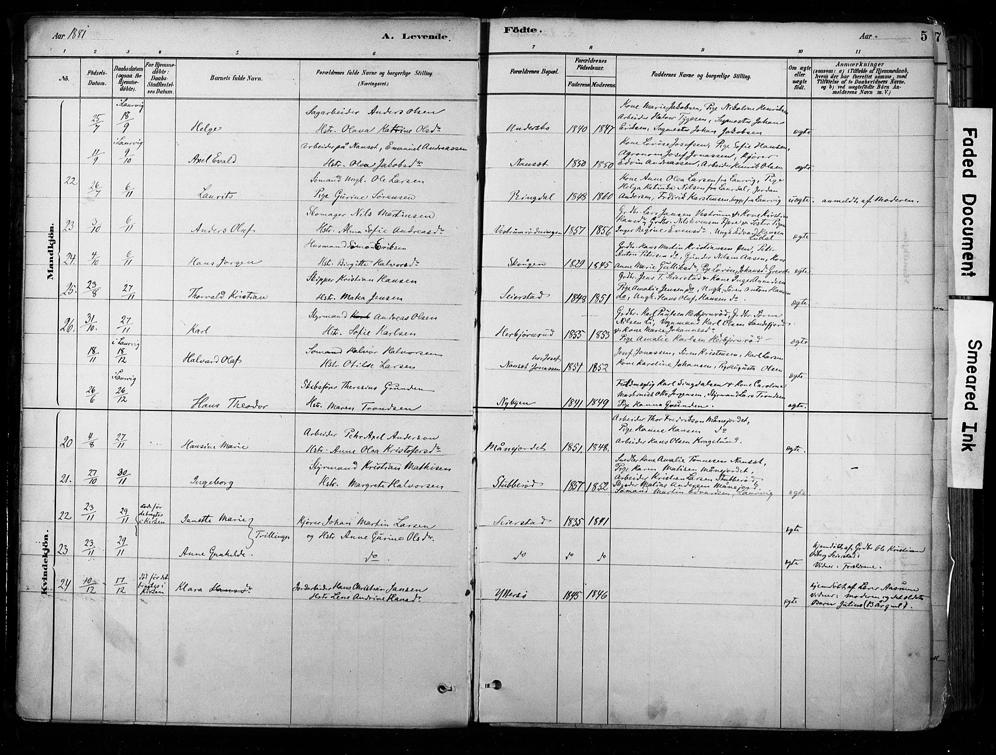 Hedrum kirkebøker, AV/SAKO-A-344/F/Fa/L0009: Parish register (official) no. I 9, 1881-1903, p. 5