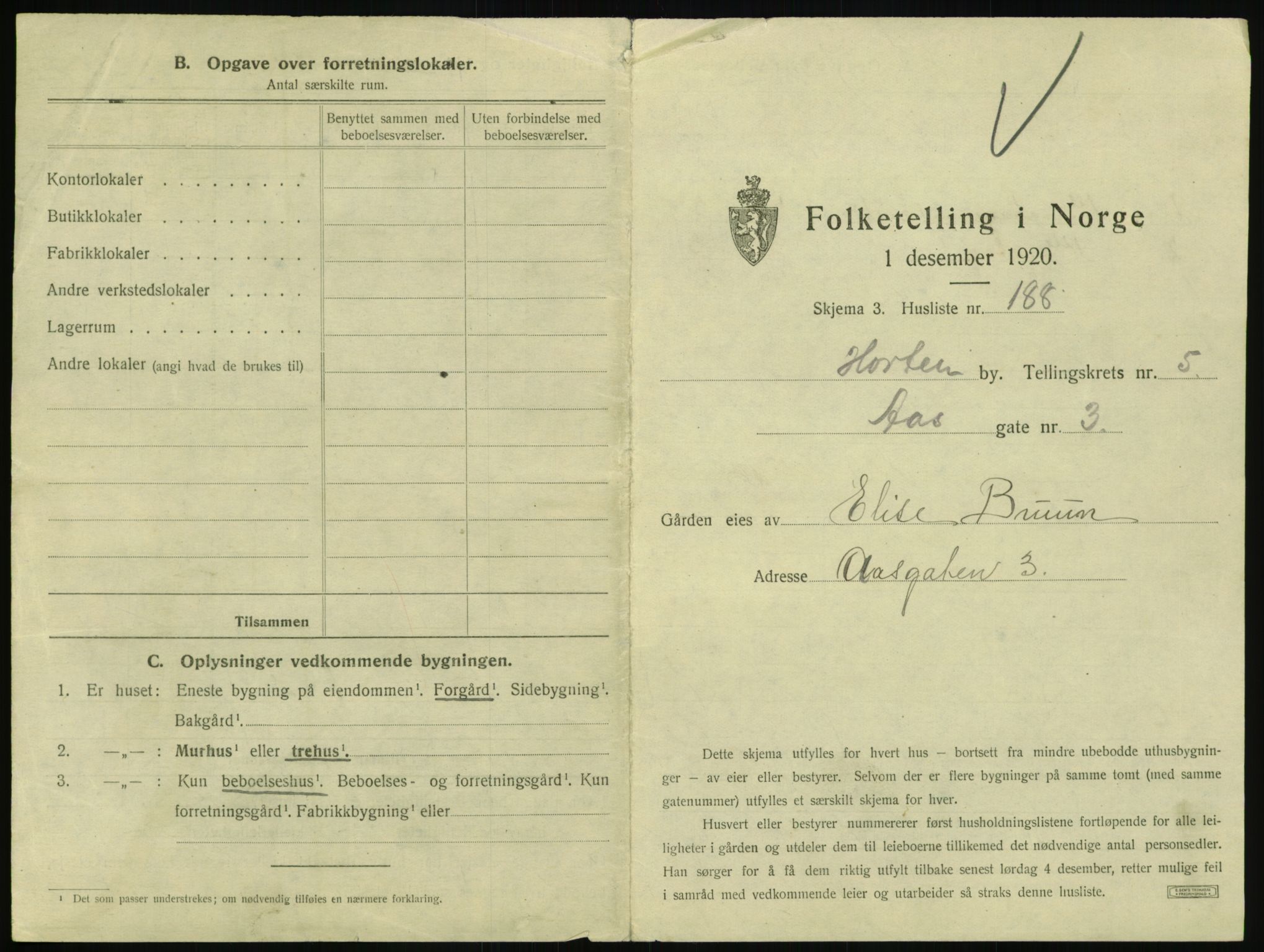 SAKO, 1920 census for Horten, 1920, p. 1919