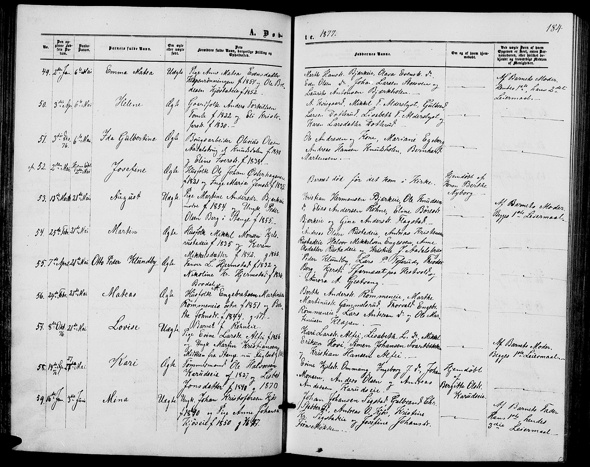 Løten prestekontor, AV/SAH-PREST-022/L/La/L0004: Parish register (copy) no. 4, 1863-1877, p. 184