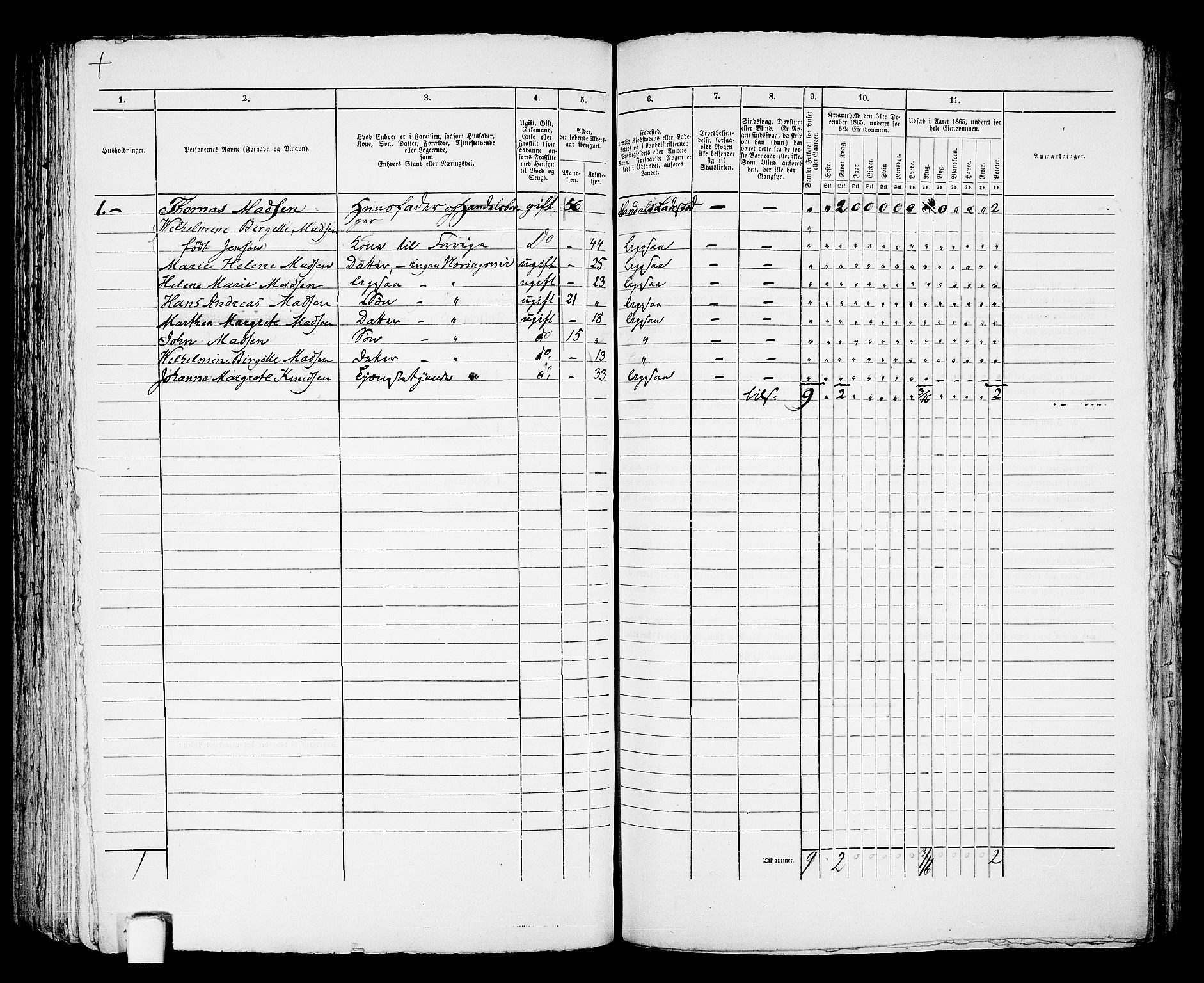 RA, 1865 census for Mandal/Mandal, 1865, p. 769