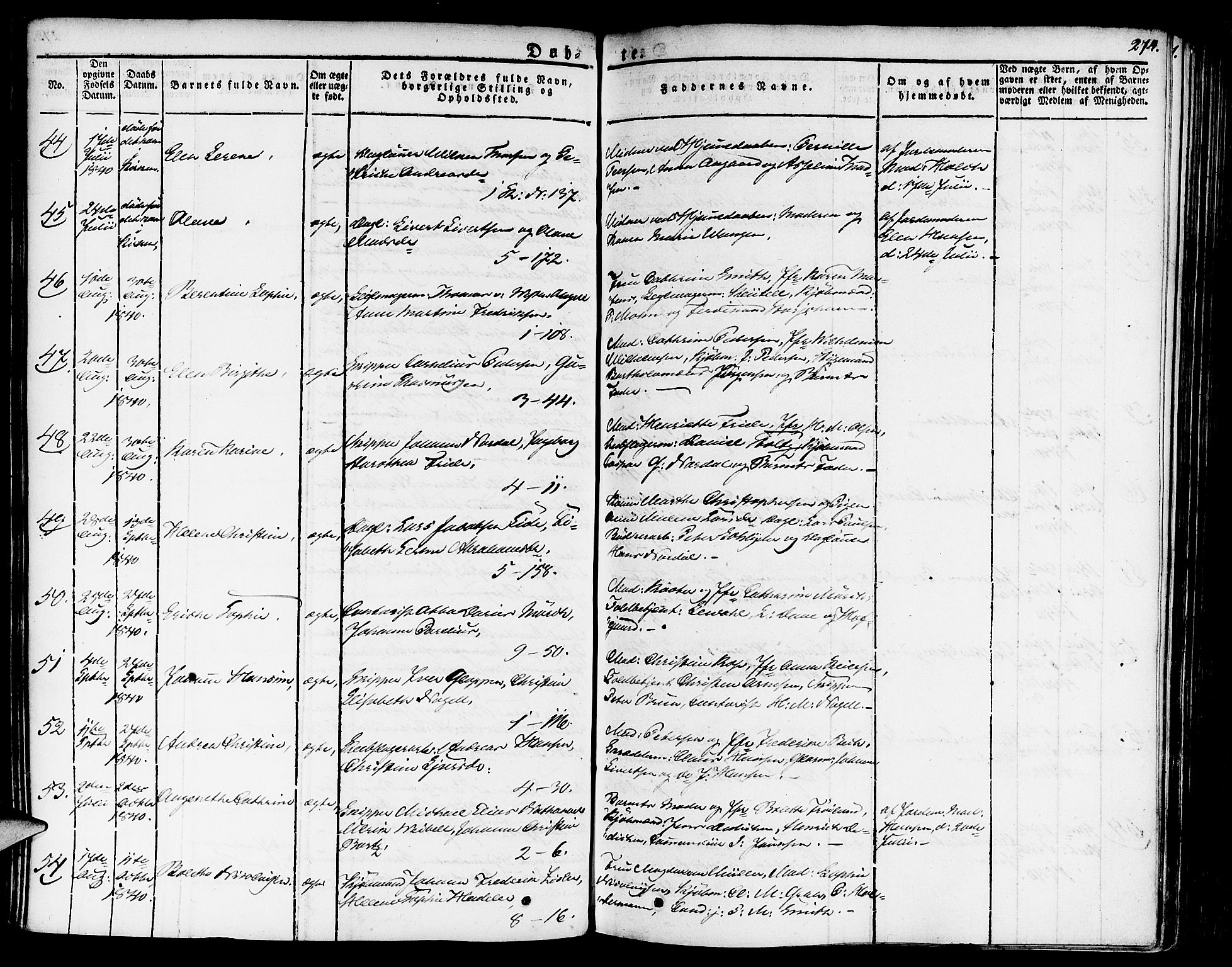 Nykirken Sokneprestembete, SAB/A-77101/H/Haa/L0012: Parish register (official) no. A 12, 1821-1844, p. 274