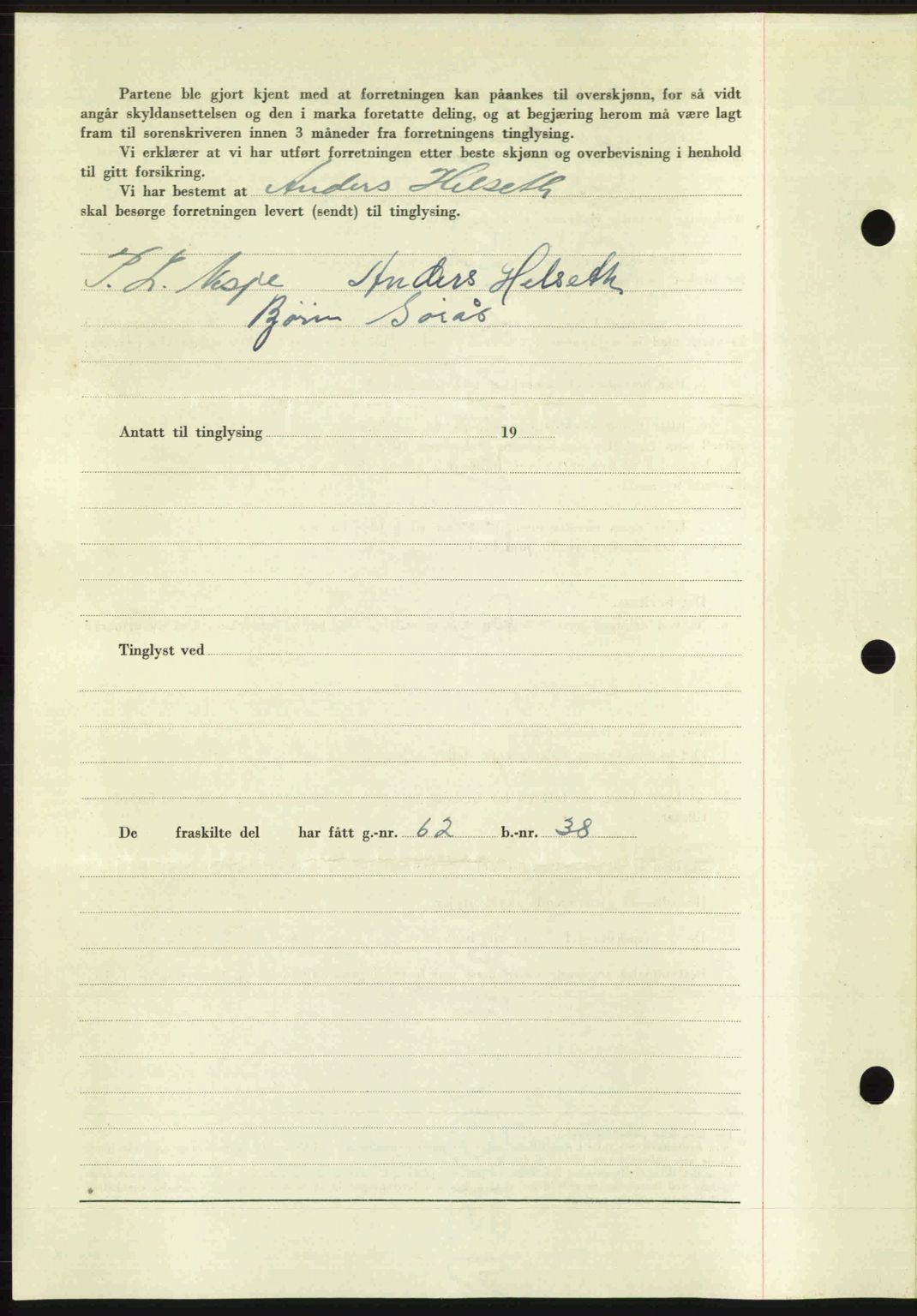 Romsdal sorenskriveri, SAT/A-4149/1/2/2C: Mortgage book no. A22, 1947-1947, Diary no: : 1002/1947