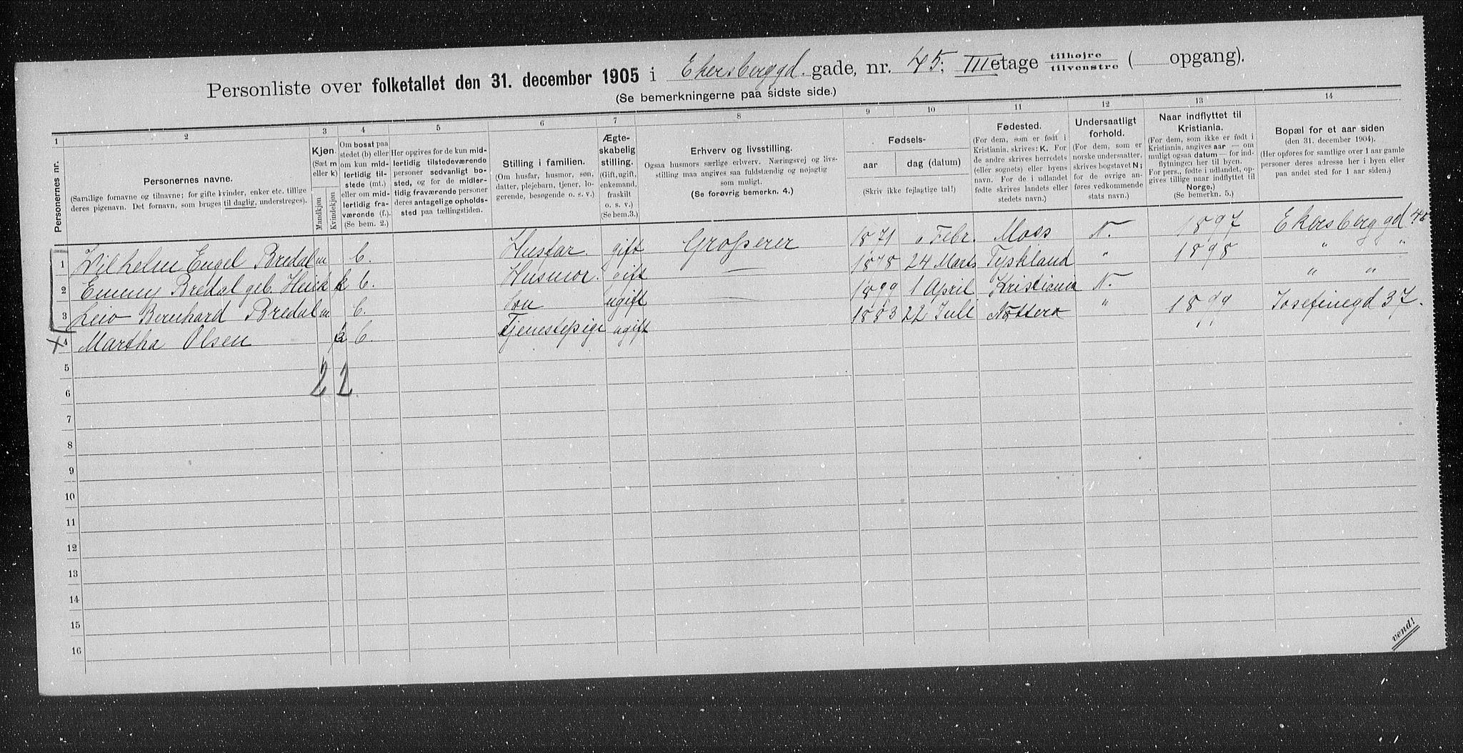 OBA, Municipal Census 1905 for Kristiania, 1905, p. 9755