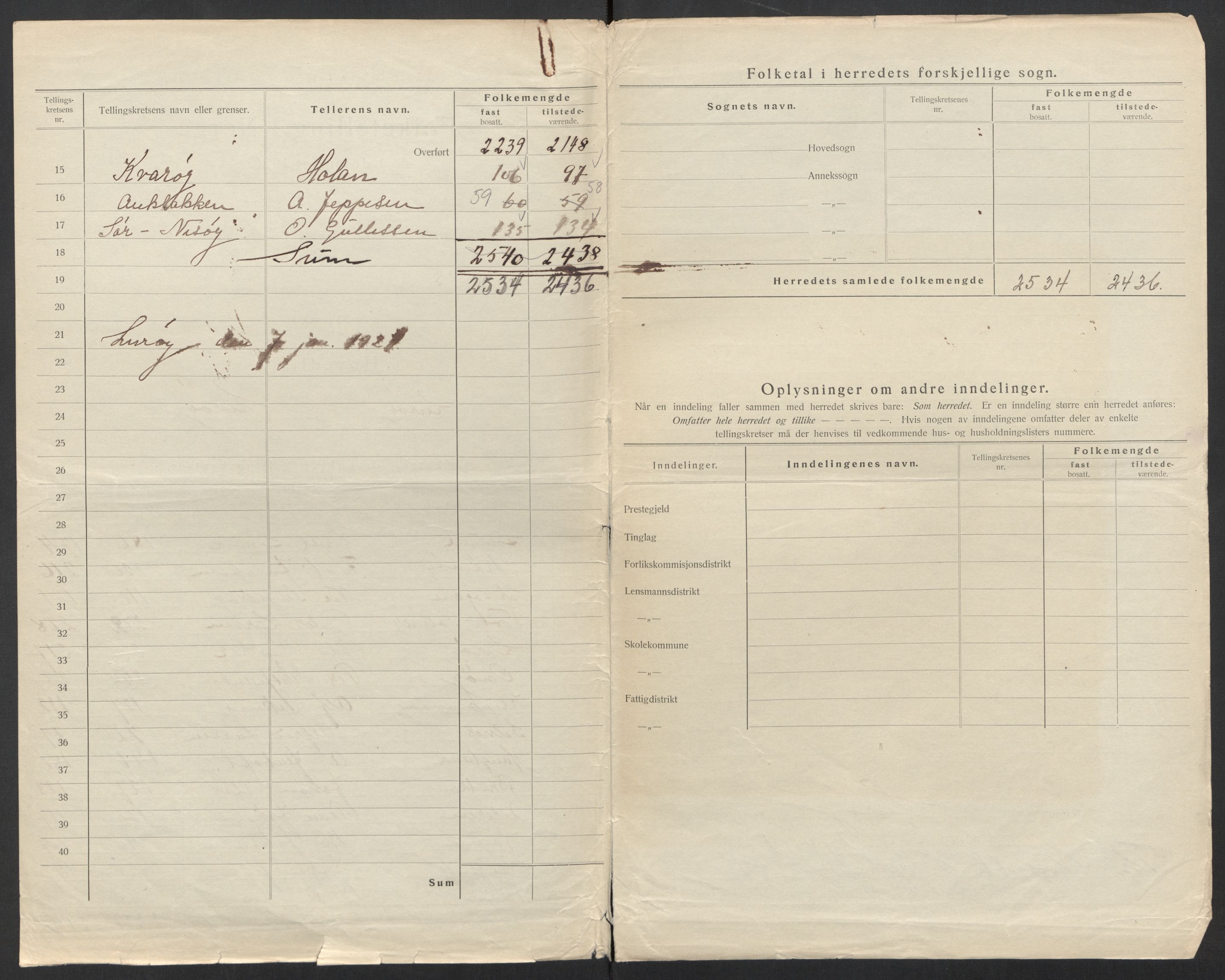 SAT, 1920 census for Lurøy, 1920, p. 6