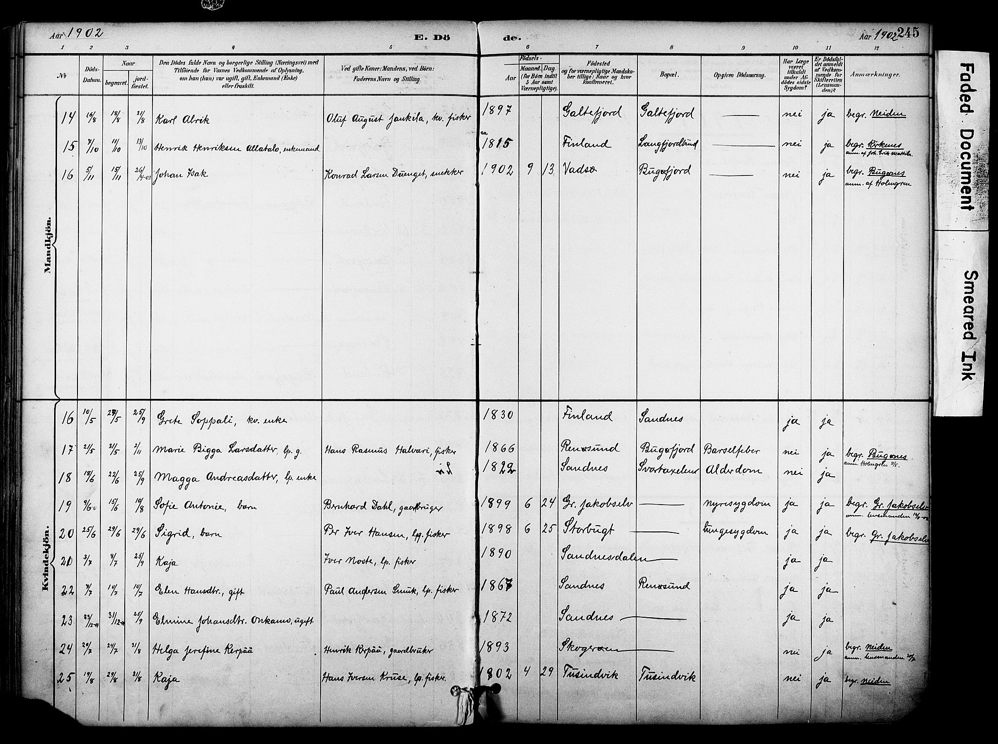 Sør-Varanger sokneprestkontor, AV/SATØ-S-1331/H/Ha/L0004kirke: Parish register (official) no. 4, 1891-1908, p. 245