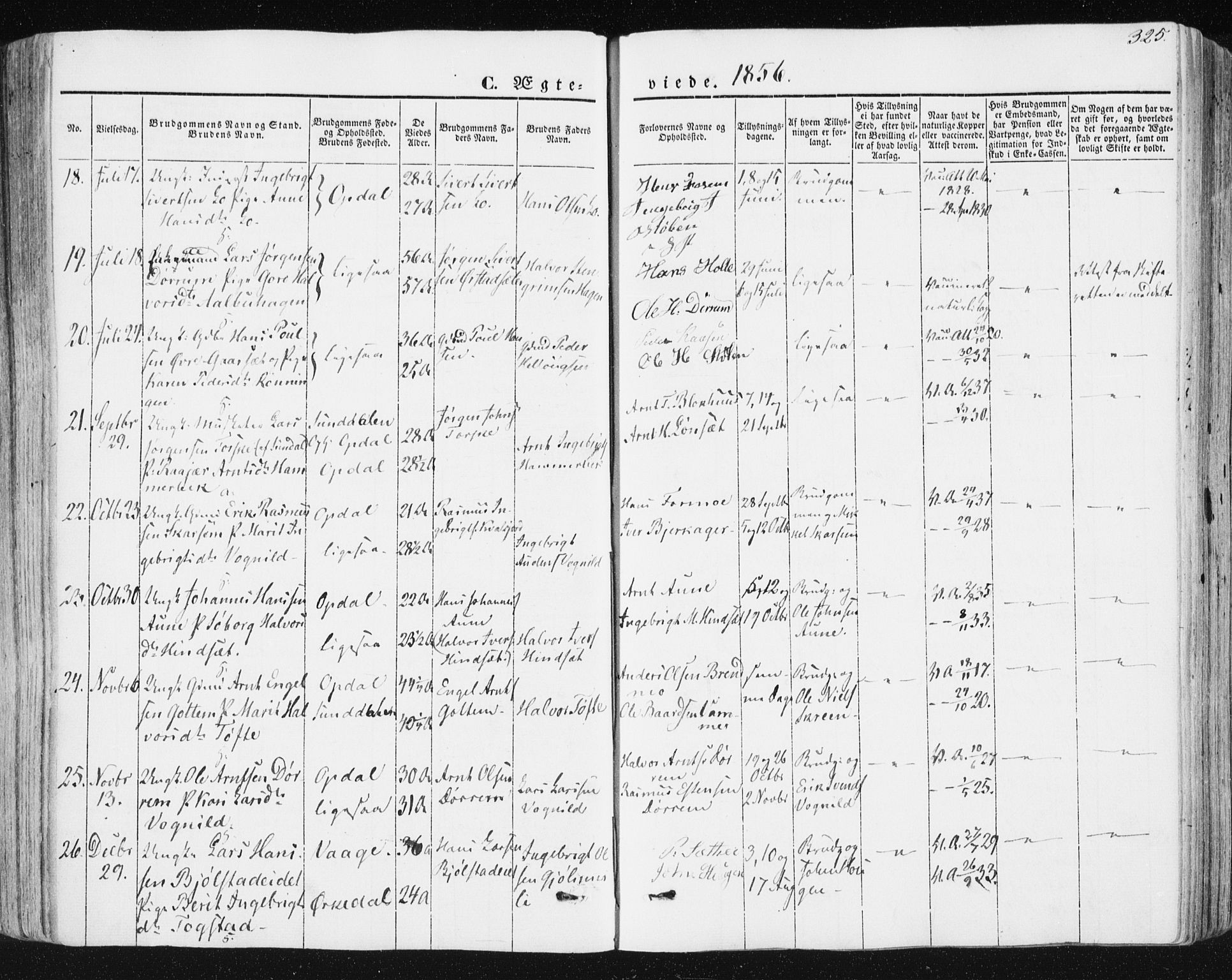 Ministerialprotokoller, klokkerbøker og fødselsregistre - Sør-Trøndelag, SAT/A-1456/678/L0899: Parish register (official) no. 678A08, 1848-1872, p. 325