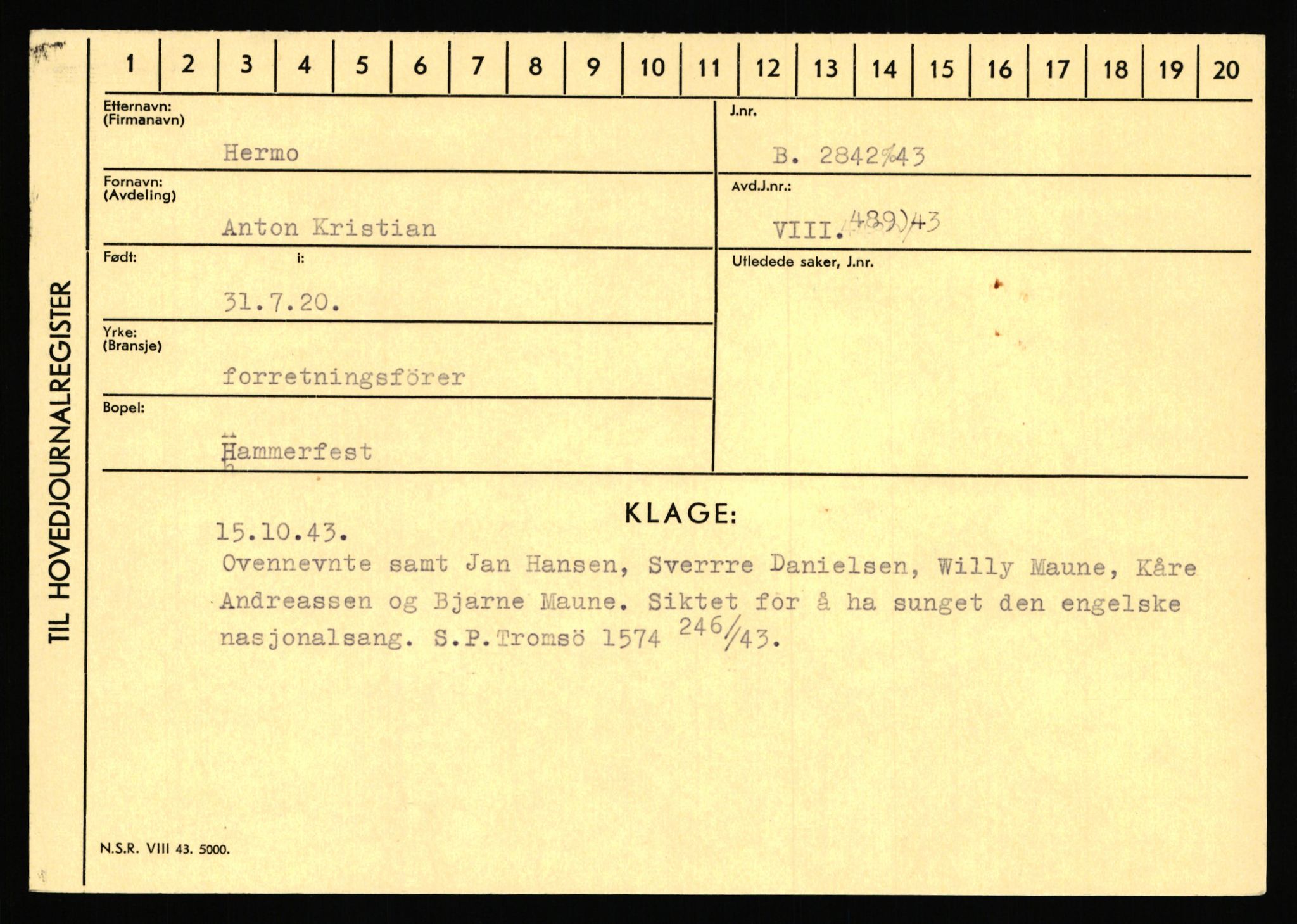 Statspolitiet - Hovedkontoret / Osloavdelingen, AV/RA-S-1329/C/Ca/L0006: Hanche - Hokstvedt, 1943-1945, p. 3972