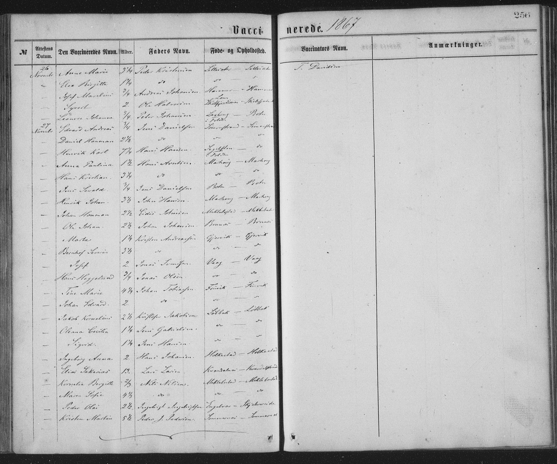 Ministerialprotokoller, klokkerbøker og fødselsregistre - Nordland, AV/SAT-A-1459/855/L0801: Parish register (official) no. 855A09, 1864-1874, p. 256