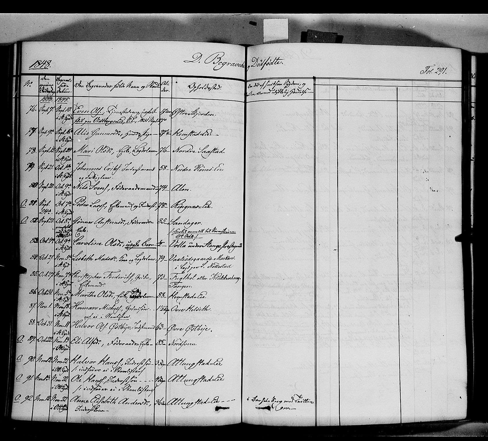 Stange prestekontor, AV/SAH-PREST-002/K/L0011: Parish register (official) no. 11, 1846-1852, p. 291