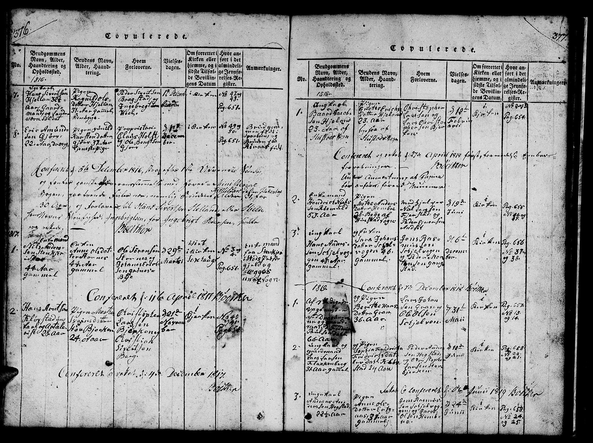Ministerialprotokoller, klokkerbøker og fødselsregistre - Nord-Trøndelag, SAT/A-1458/732/L0317: Parish register (copy) no. 732C01, 1816-1881, p. 376-377