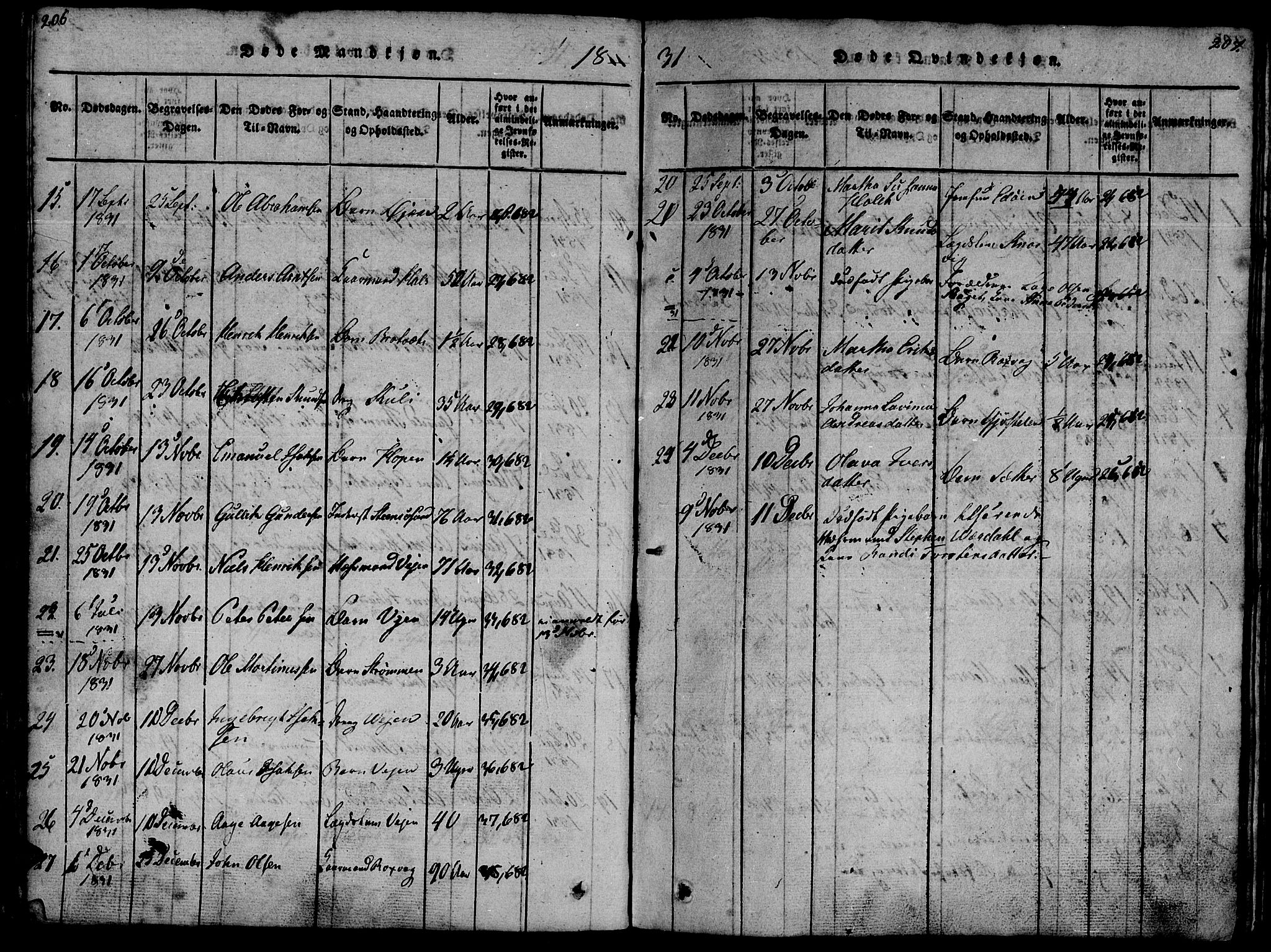 Ministerialprotokoller, klokkerbøker og fødselsregistre - Møre og Romsdal, AV/SAT-A-1454/581/L0933: Parish register (official) no. 581A03 /1, 1819-1836, p. 206-207