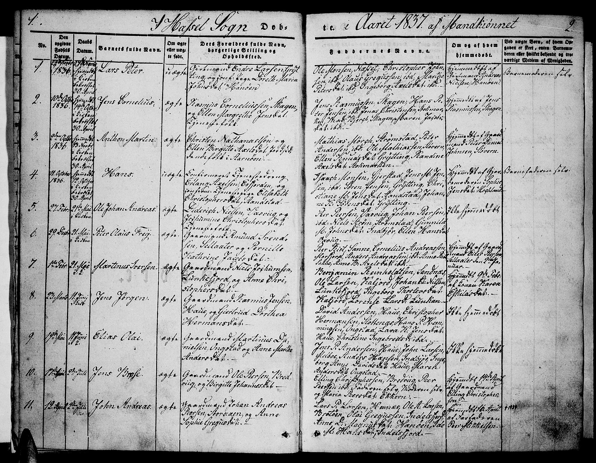 Ministerialprotokoller, klokkerbøker og fødselsregistre - Nordland, SAT/A-1459/888/L1239: Parish register (official) no. 888A06 /1, 1837-1849, p. 1-2