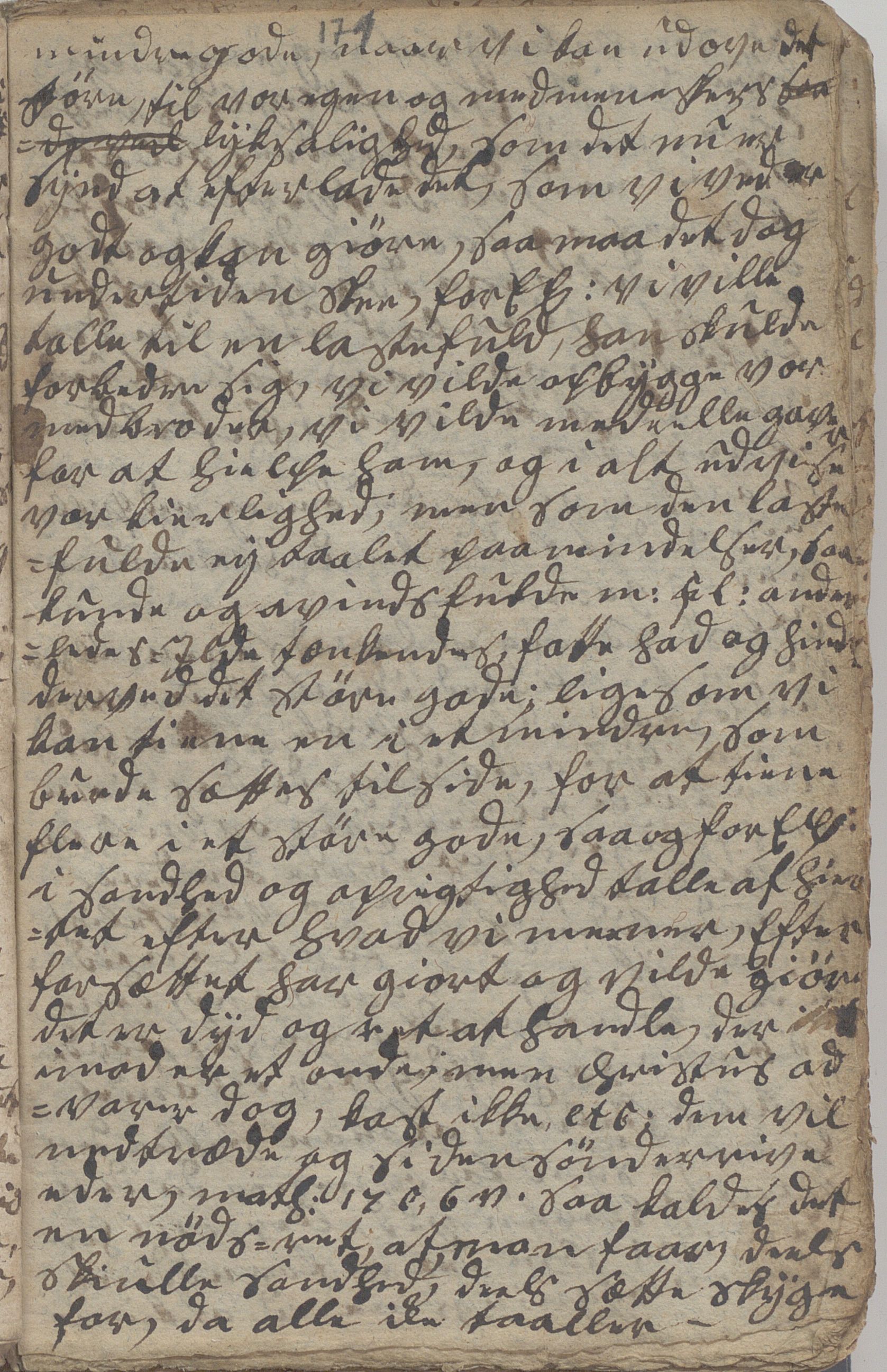 Heggtveitsamlingen, TMF/A-1007/H/L0046/0007: Brev, kopibøker, prekener, manus etc.  / "Fossem" - Kopibok. Sanger og brev, 1800-1802, p. 171