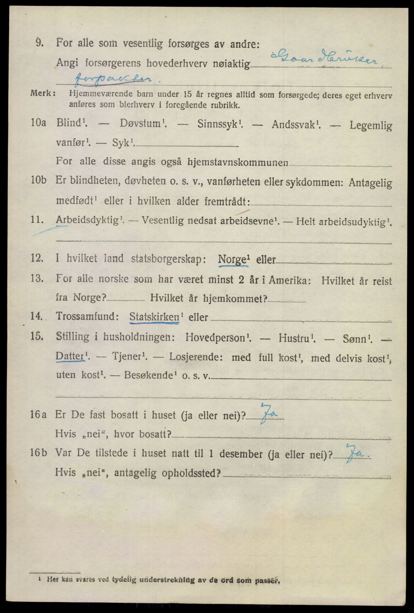 SAKO, 1920 census for Flesberg, 1920, p. 3046