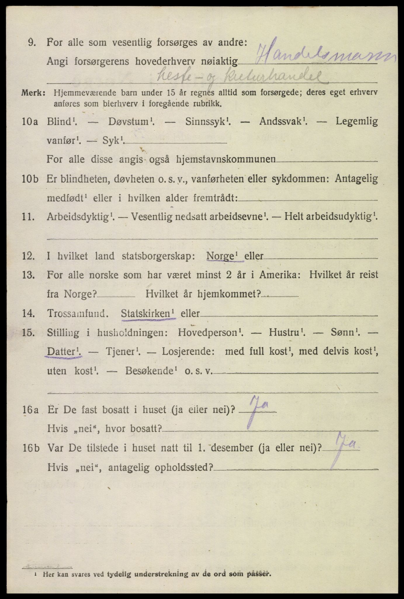 SAK, 1920 census for Hornnes, 1920, p. 836