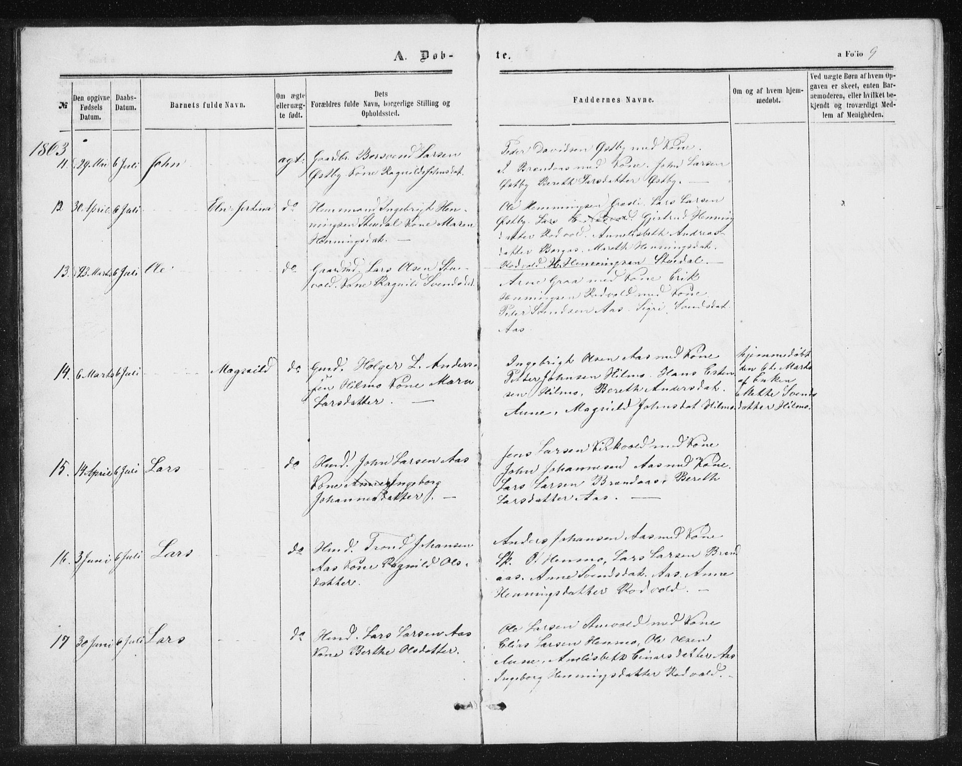 Ministerialprotokoller, klokkerbøker og fødselsregistre - Sør-Trøndelag, SAT/A-1456/698/L1166: Parish register (copy) no. 698C03, 1861-1887, p. 9