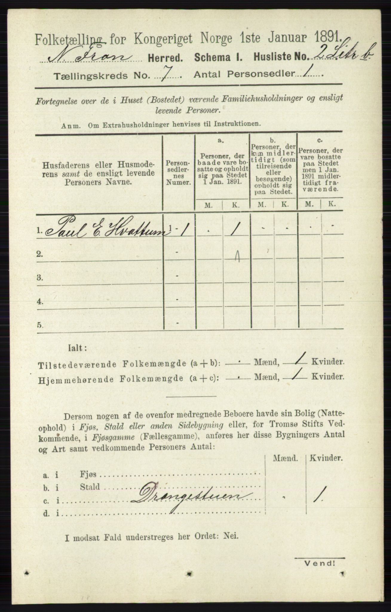 RA, 1891 census for 0518 Nord-Fron, 1891, p. 2735