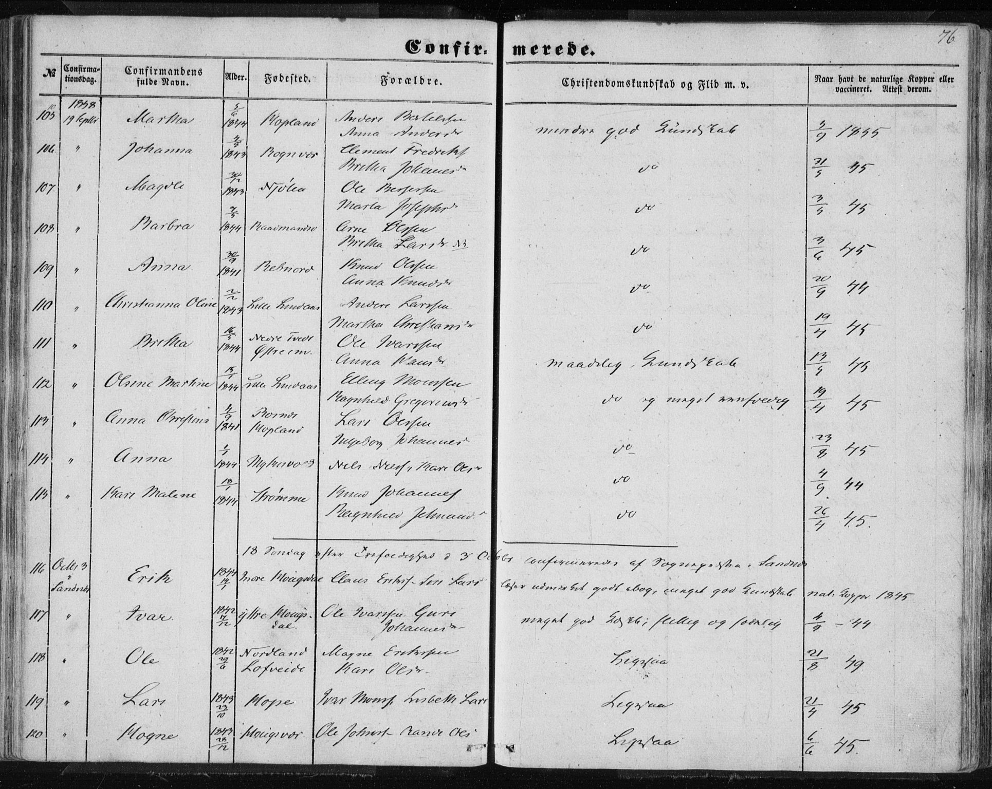 Lindås Sokneprestembete, AV/SAB-A-76701/H/Haa/Haaa/L0013: Parish register (official) no. A 13, 1848-1862, p. 76