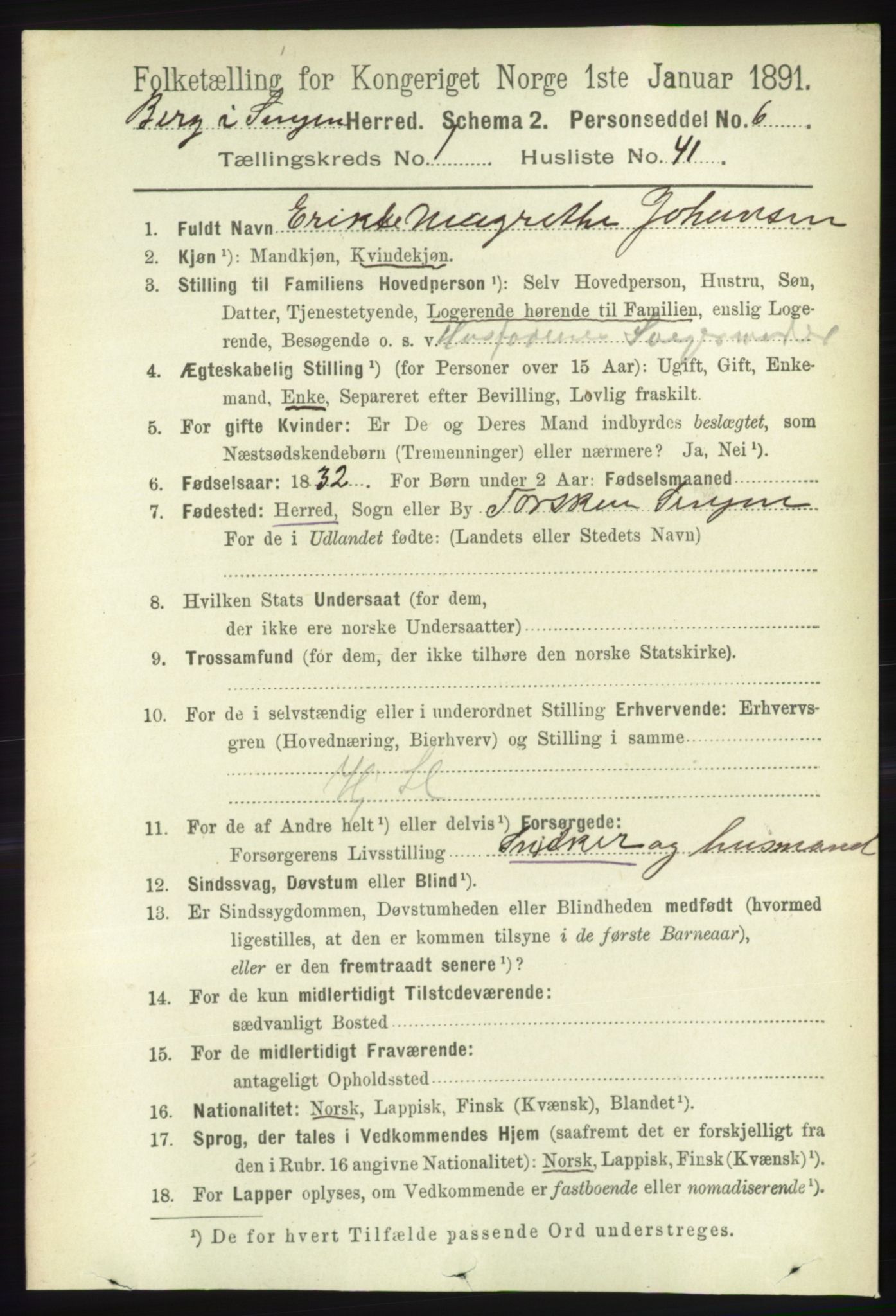 RA, 1891 census for 1929 Berg, 1891, p. 328