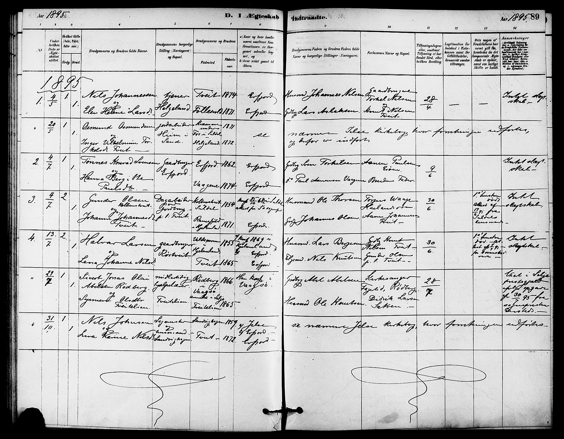 Jelsa sokneprestkontor, SAST/A-101842/01/IV: Parish register (official) no. A 9, 1878-1898, p. 89