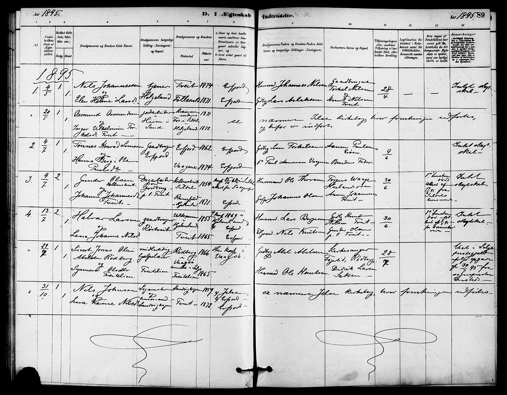 Jelsa sokneprestkontor, AV/SAST-A-101842/01/IV: Parish register (official) no. A 9, 1878-1898, p. 89