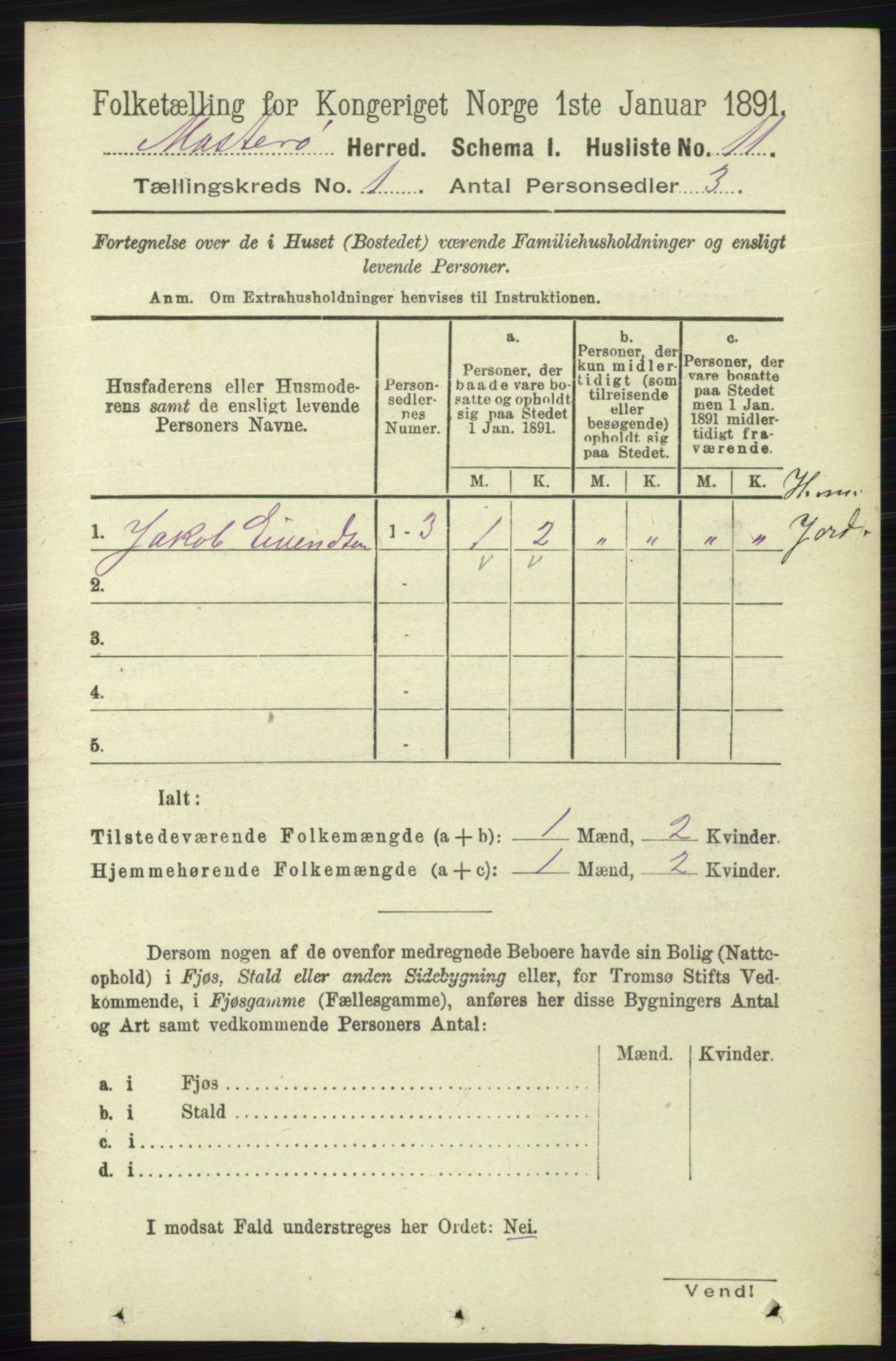 RA, 1891 census for 1143 Mosterøy, 1891, p. 25