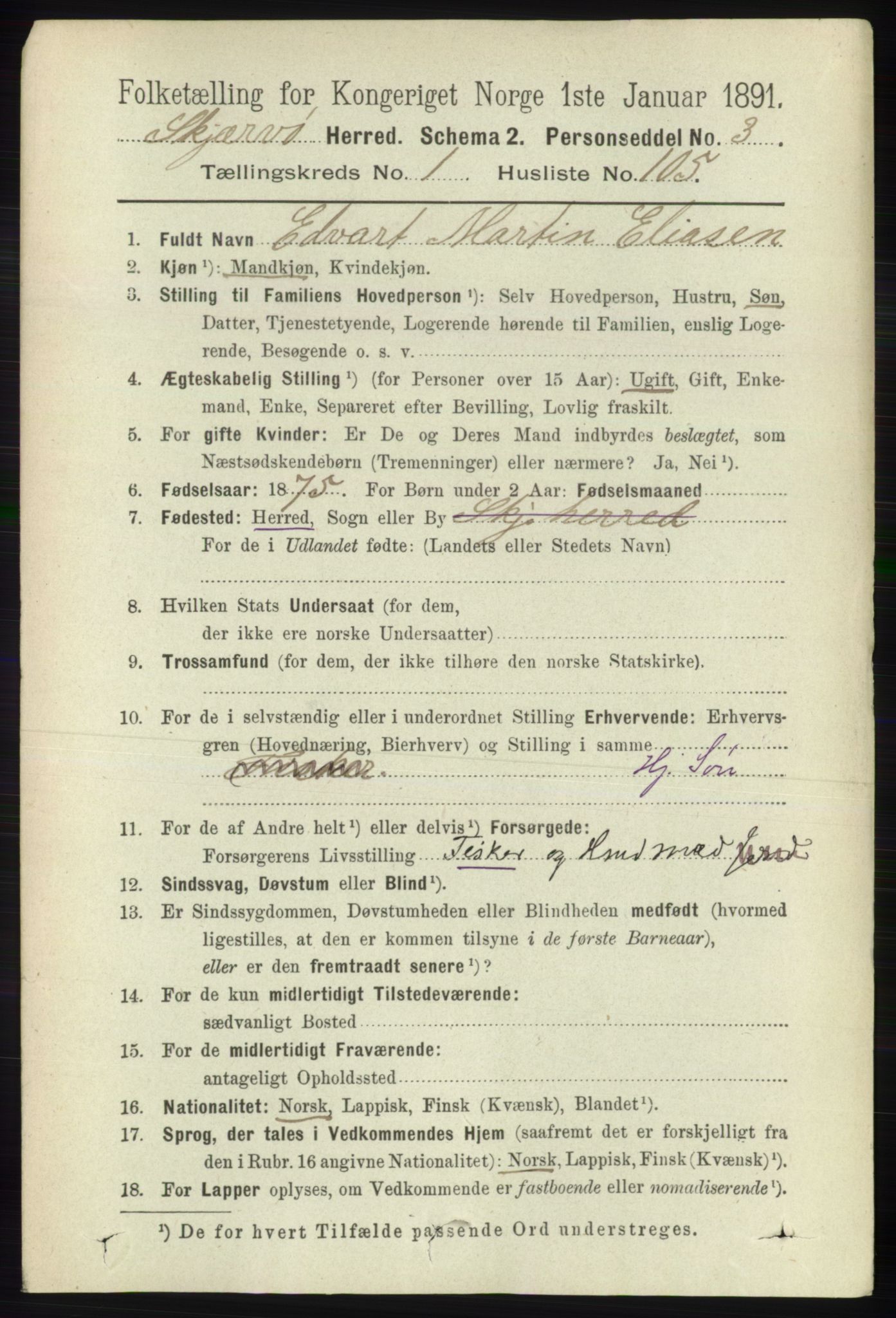 RA, 1891 census for 1941 Skjervøy, 1891, p. 914