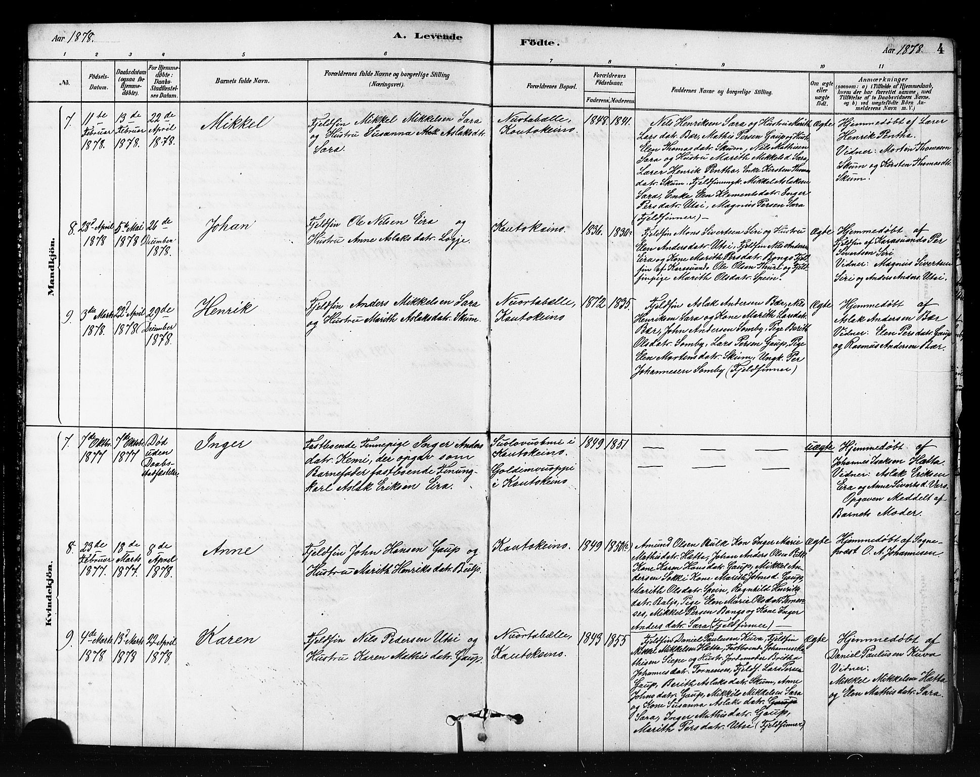 Kautokeino sokneprestembete, SATØ/S-1340/H/Hb/L0002.klokk: Parish register (copy) no. 2, 1877-1896, p. 4