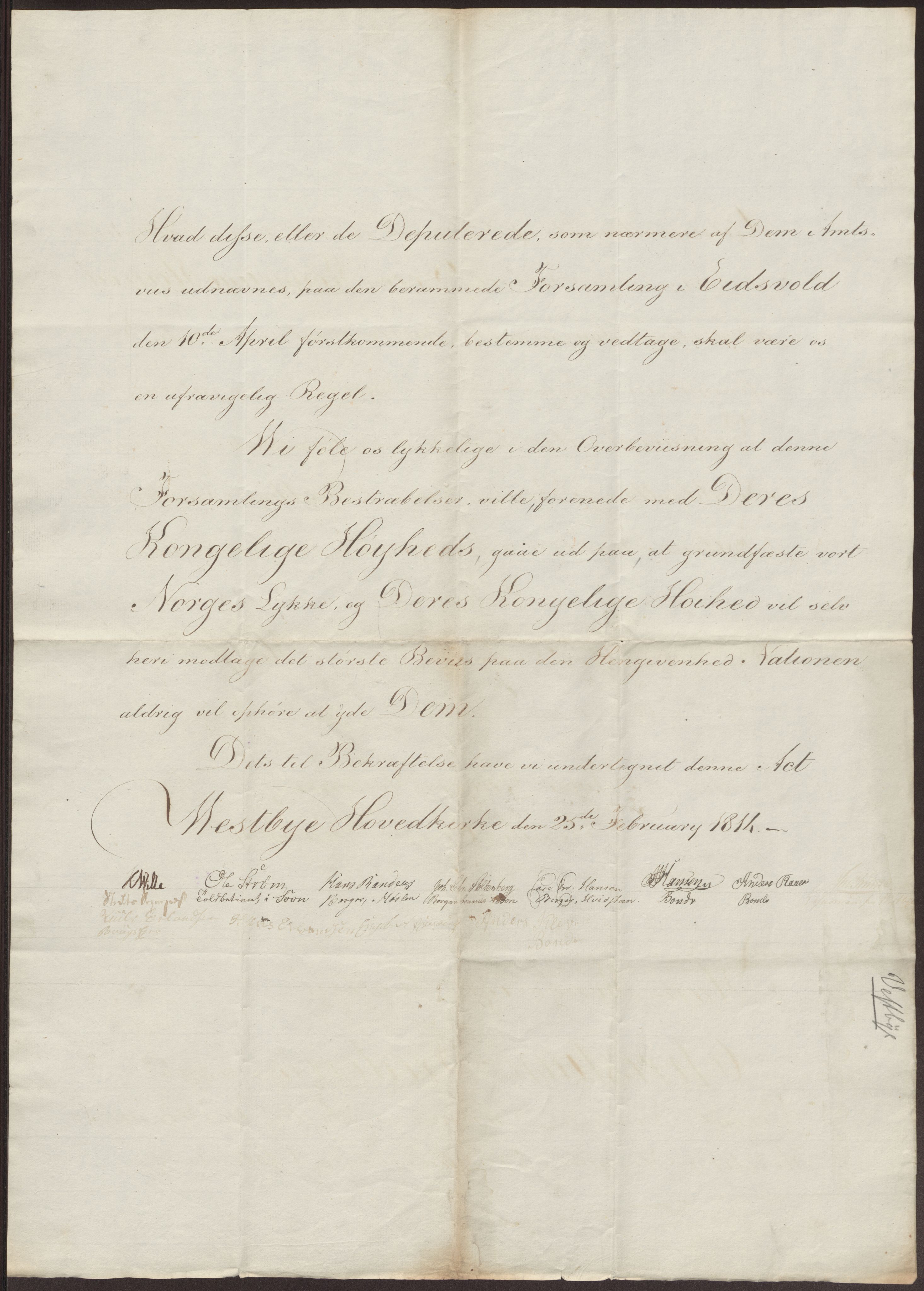Statsrådssekretariatet, RA/S-1001/D/Db/L0007: Fullmakter for Eidsvollsrepresentantene i 1814. , 1814, p. 211