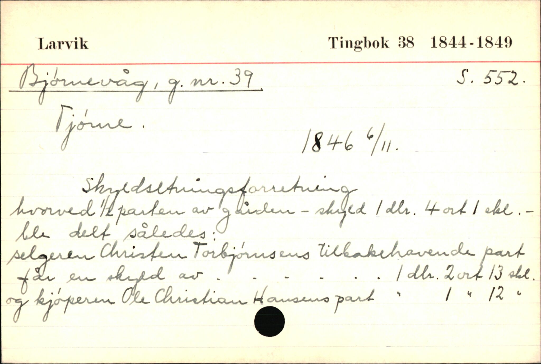 Statsarkivet i Kongsberg, AV/SAKO-A-0001/E/Ed/L0002/0017: Registerkort til avskrifter for eiendommer i Vestfold / Eiendommer i Tjøme kommune, 1600-1950, p. 5