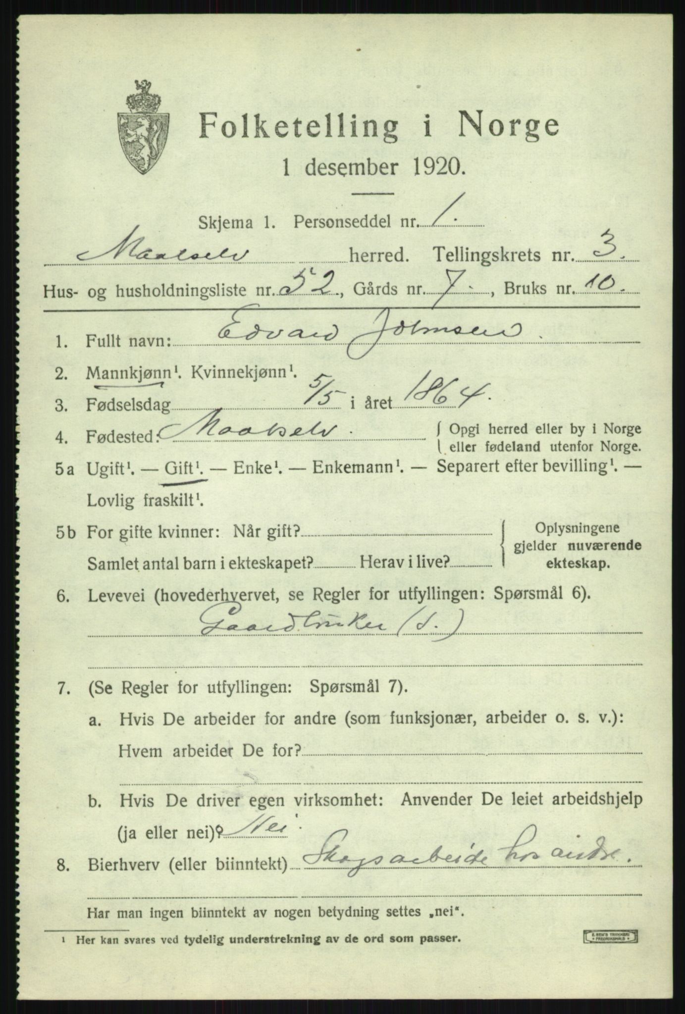 SATØ, 1920 census for Målselv, 1920, p. 2811