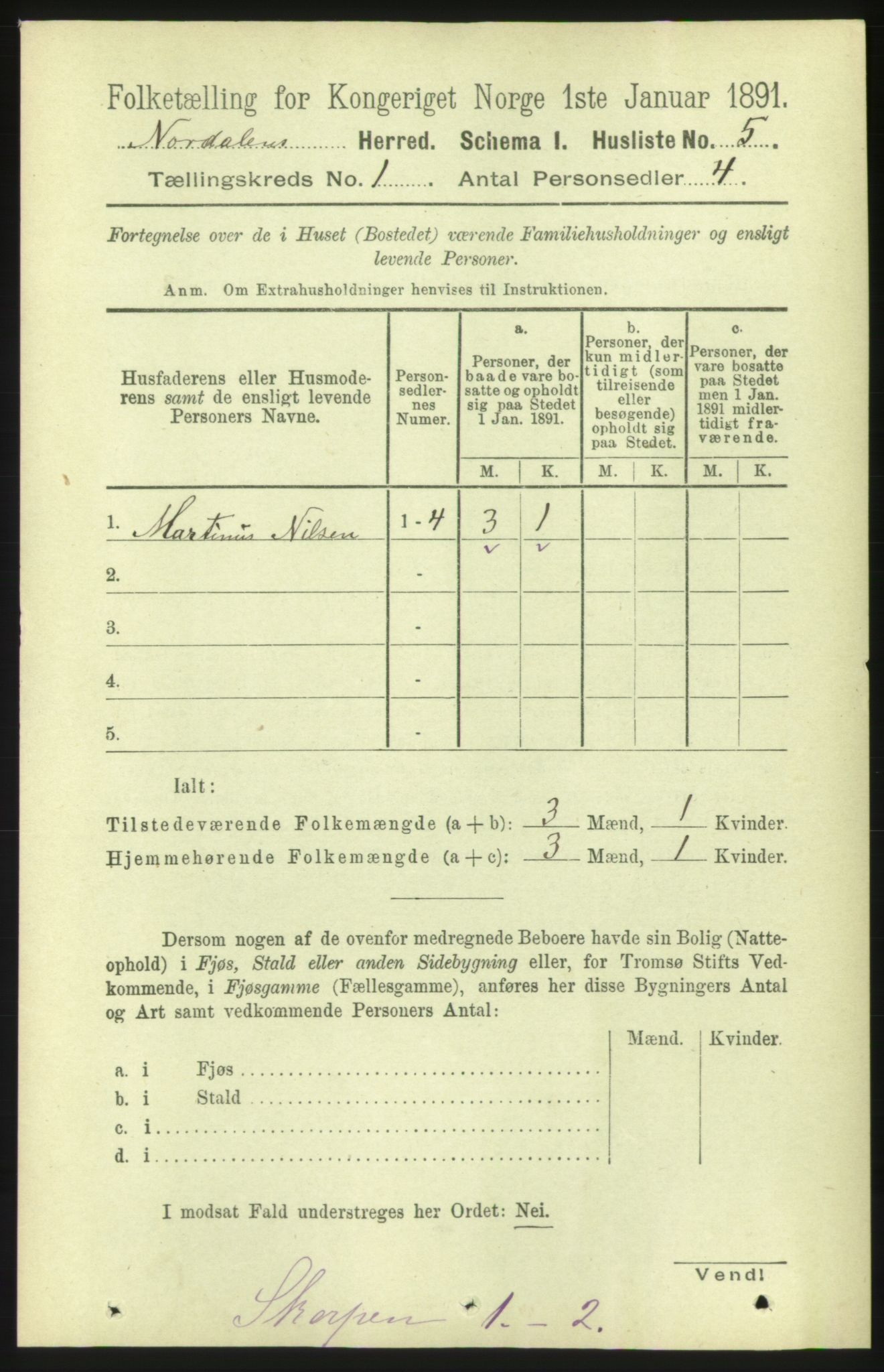 RA, 1891 census for 1524 Norddal, 1891, p. 34