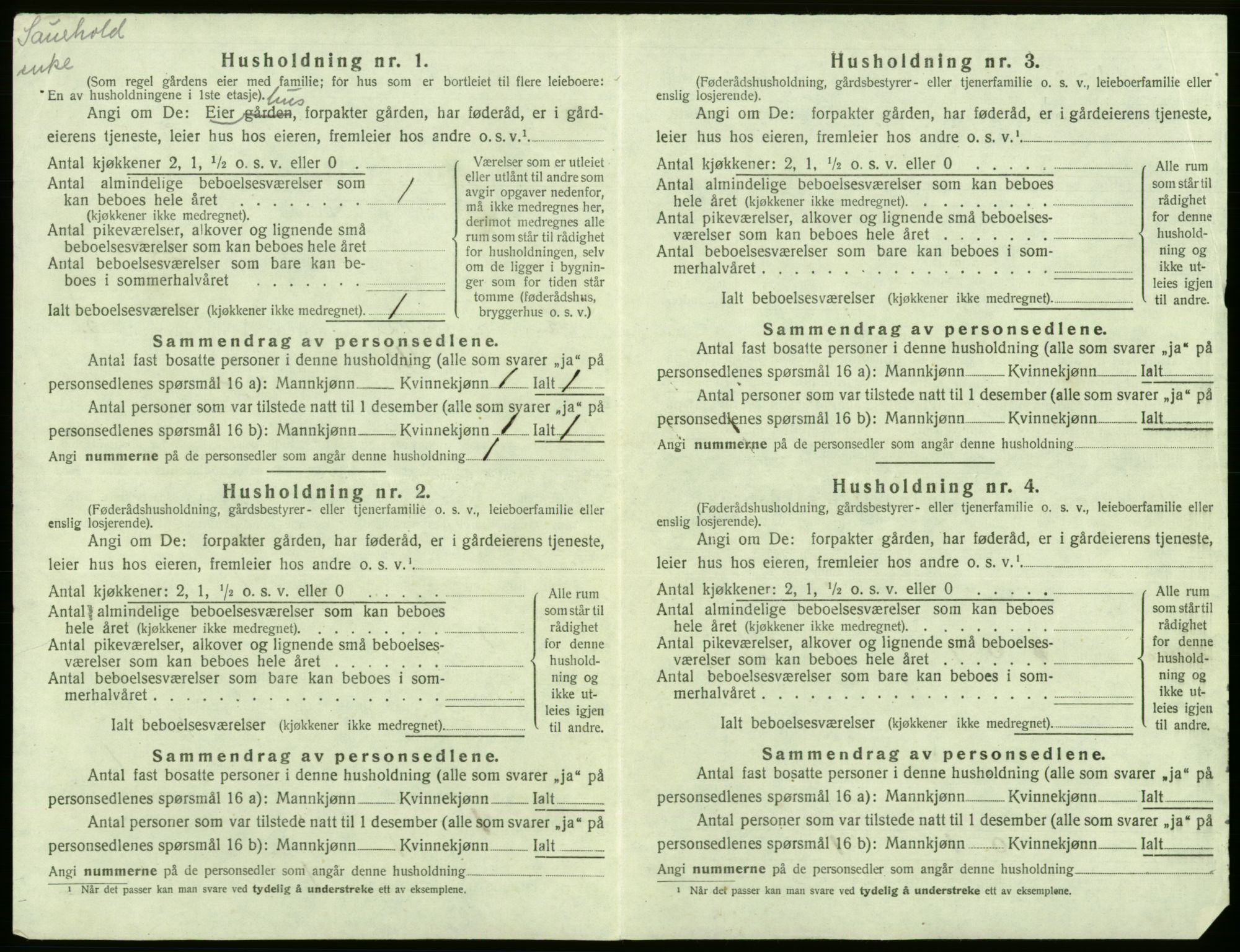 SAB, 1920 census for Kinsarvik, 1920, p. 310