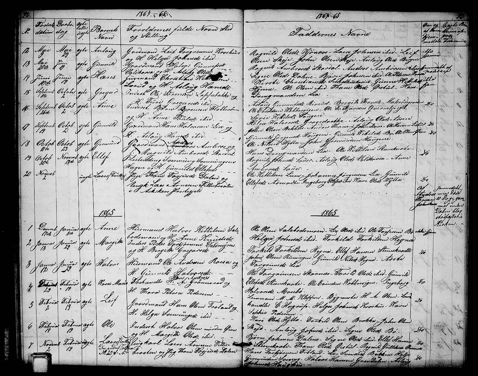 Hjartdal kirkebøker, SAKO/A-270/G/Gb/L0002: Parish register (copy) no. II 2, 1854-1884, p. 42-43