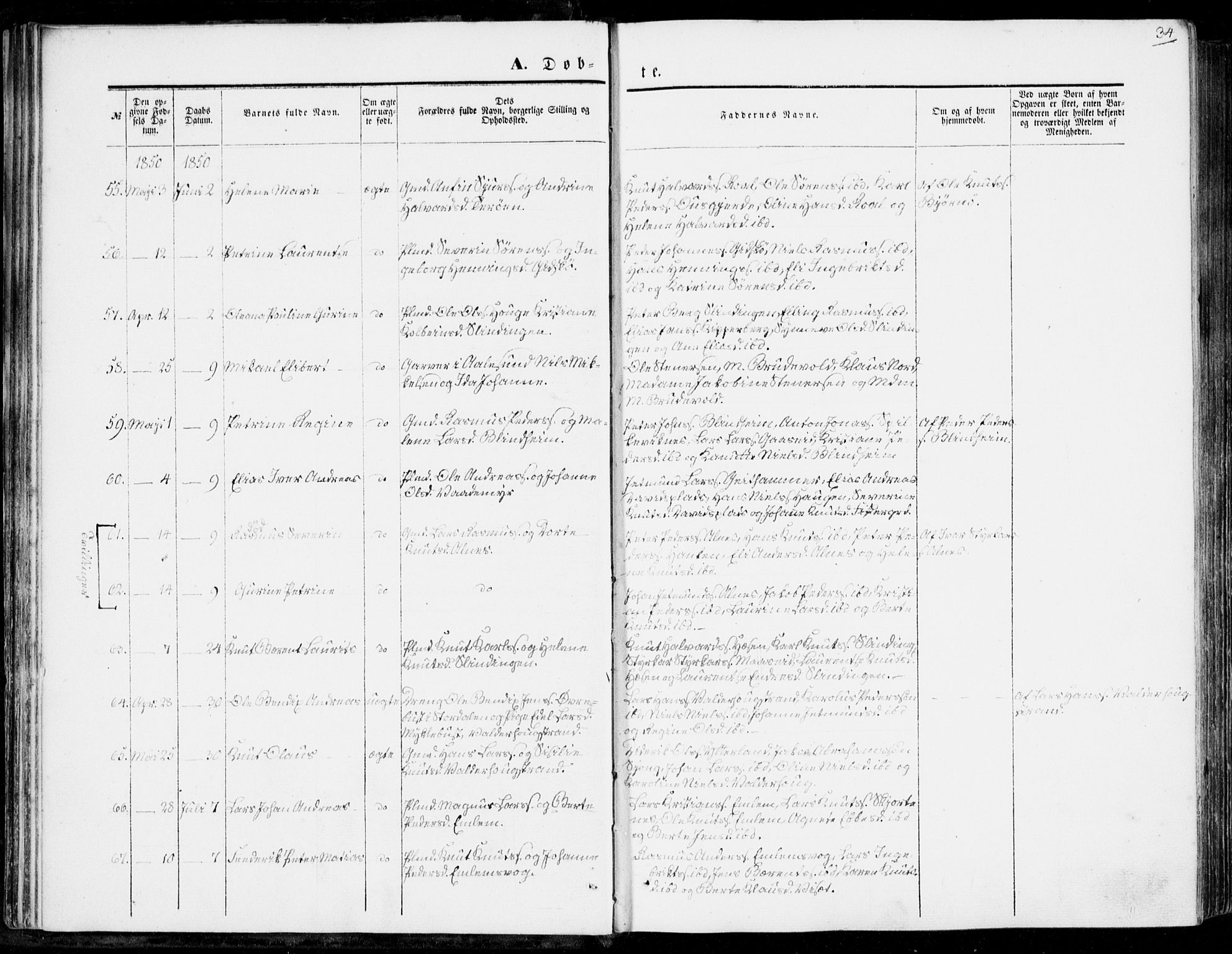 Ministerialprotokoller, klokkerbøker og fødselsregistre - Møre og Romsdal, AV/SAT-A-1454/528/L0397: Parish register (official) no. 528A08, 1848-1858, p. 34