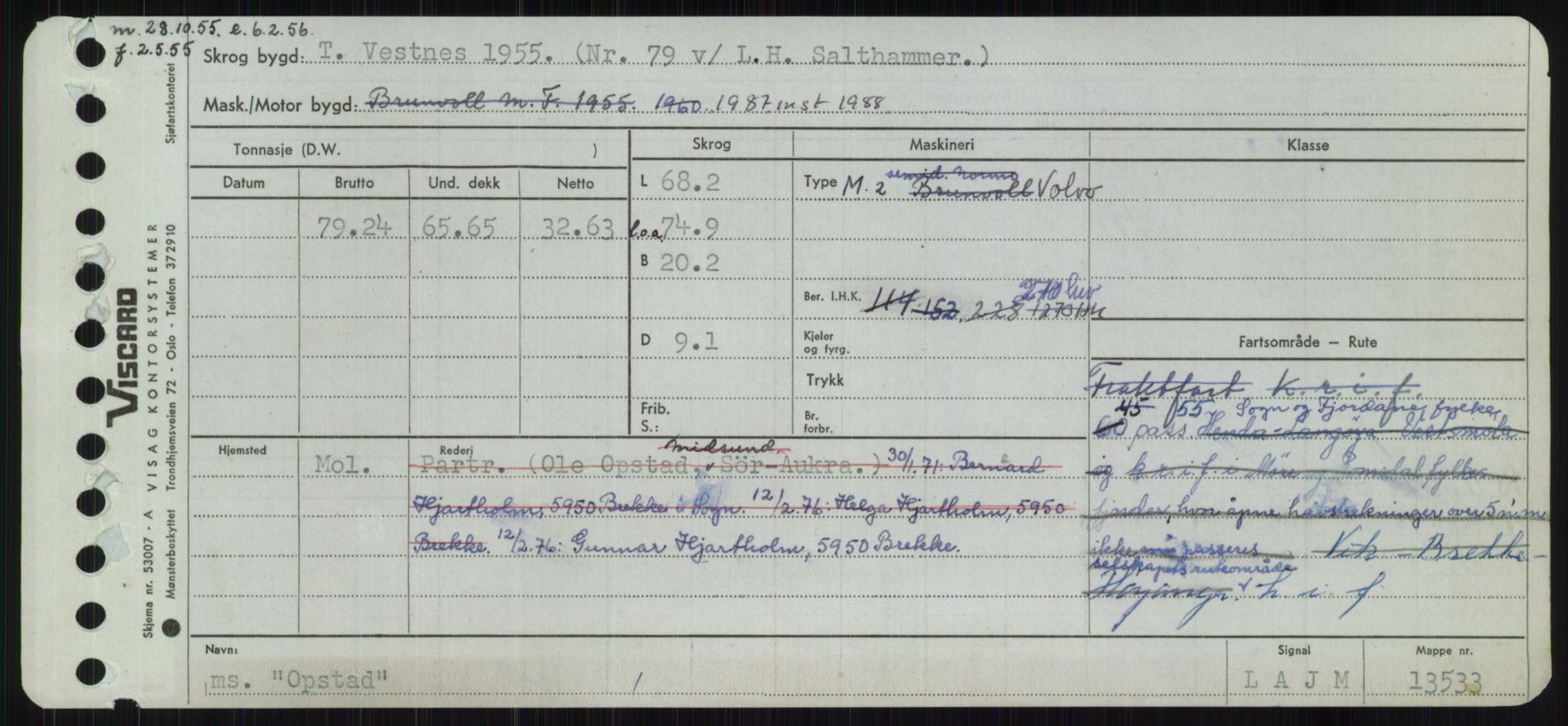 Sjøfartsdirektoratet med forløpere, Skipsmålingen, RA/S-1627/H/Ha/L0004/0002: Fartøy, Mas-R / Fartøy, Odin-R, p. 107